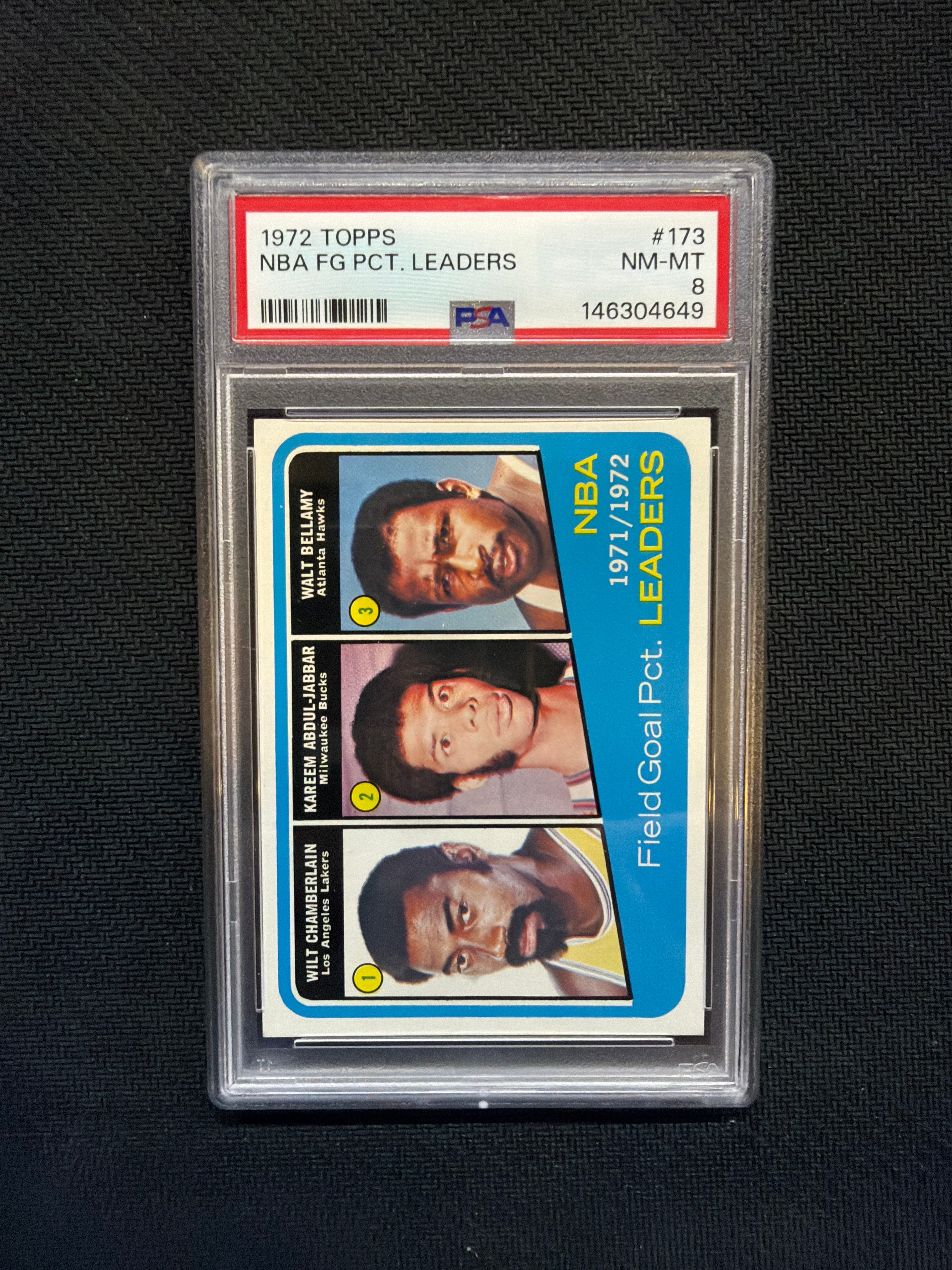 1972 Topps NBA FG Chamberlain Abdul-Jabbar Bellany #173 PSA 8