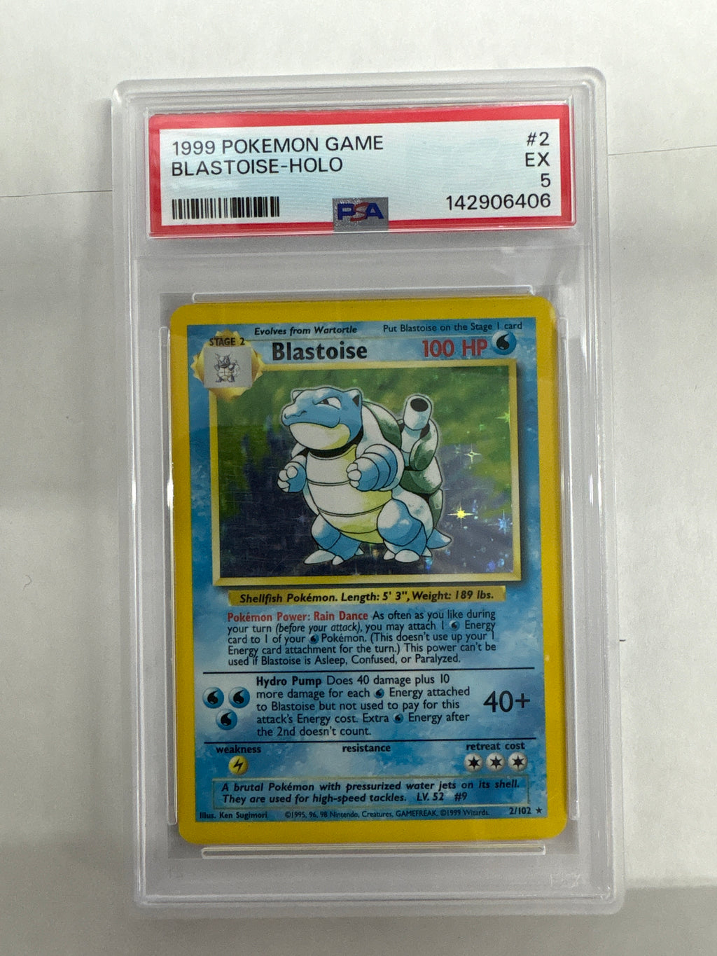 1999 Pokemon Blastoise Holo 2 PSA 5