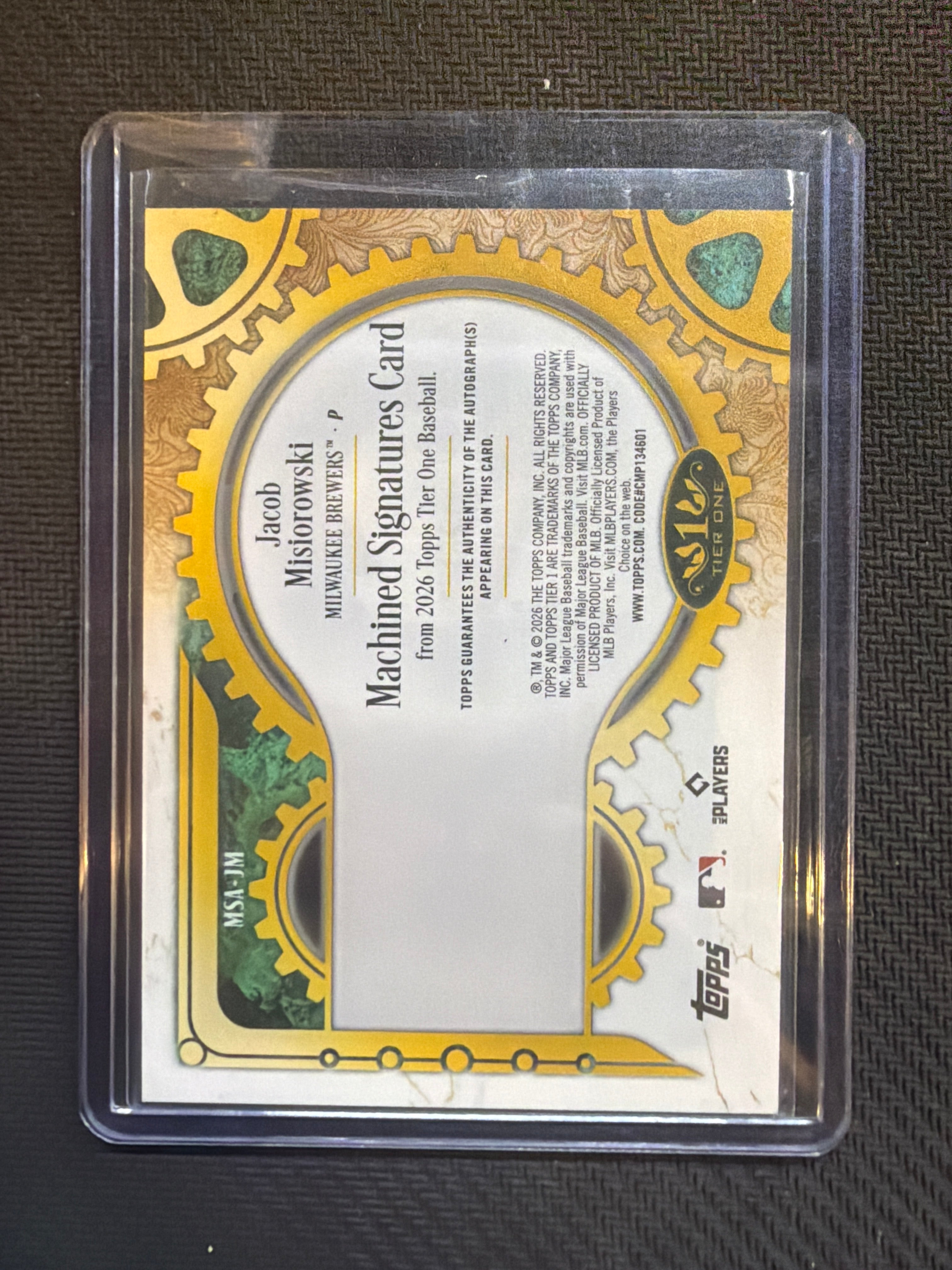 2026 Topps Tier One Jacob Misirowski Rookie Auto /49 Brewers