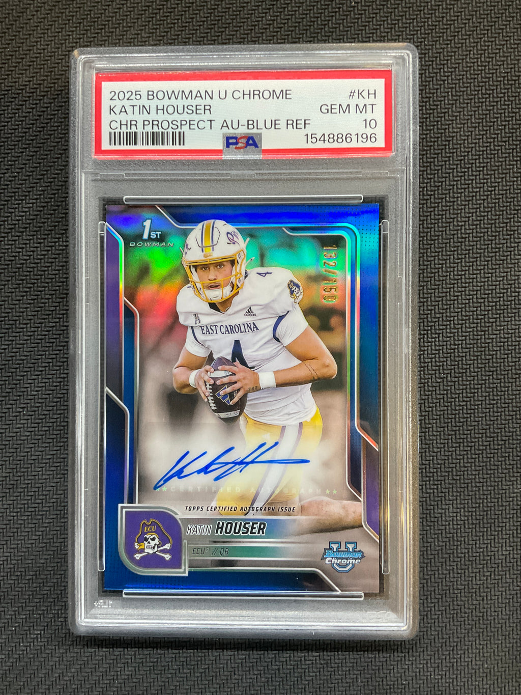 2025 Bowman U Chrome Katin Houser Auto Blue Refractor /150 PSA 10