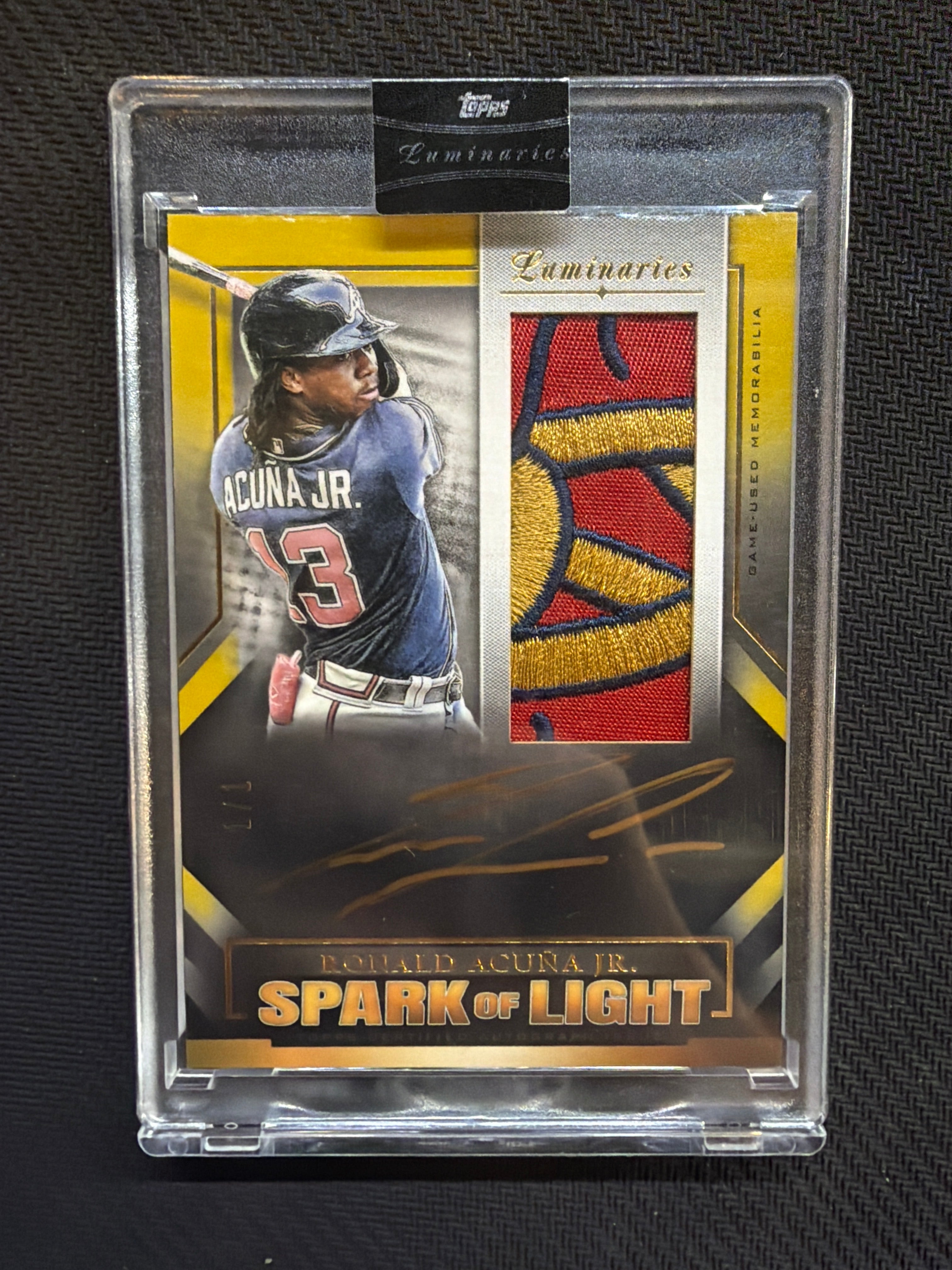 2021 Topps Luminaries Ronald Acuna Jr Spark of Light 1/1 Patch Auto Braves