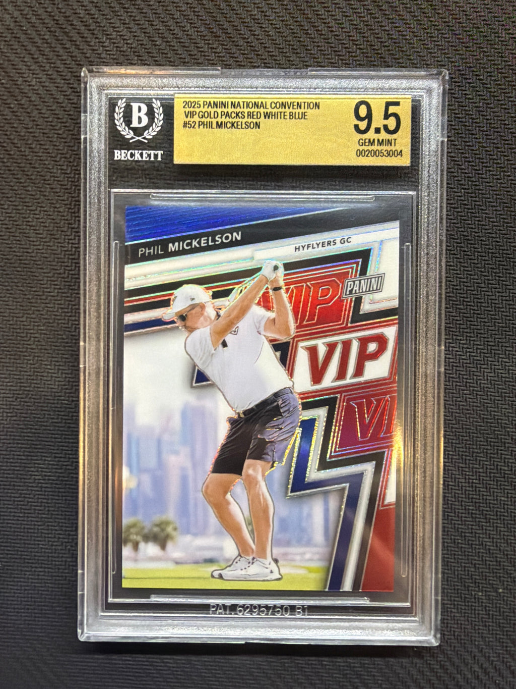 2025 Panini National Convention VIP Gold Packs Red White Blue /25 Phil Mickelson BGS 9.5
