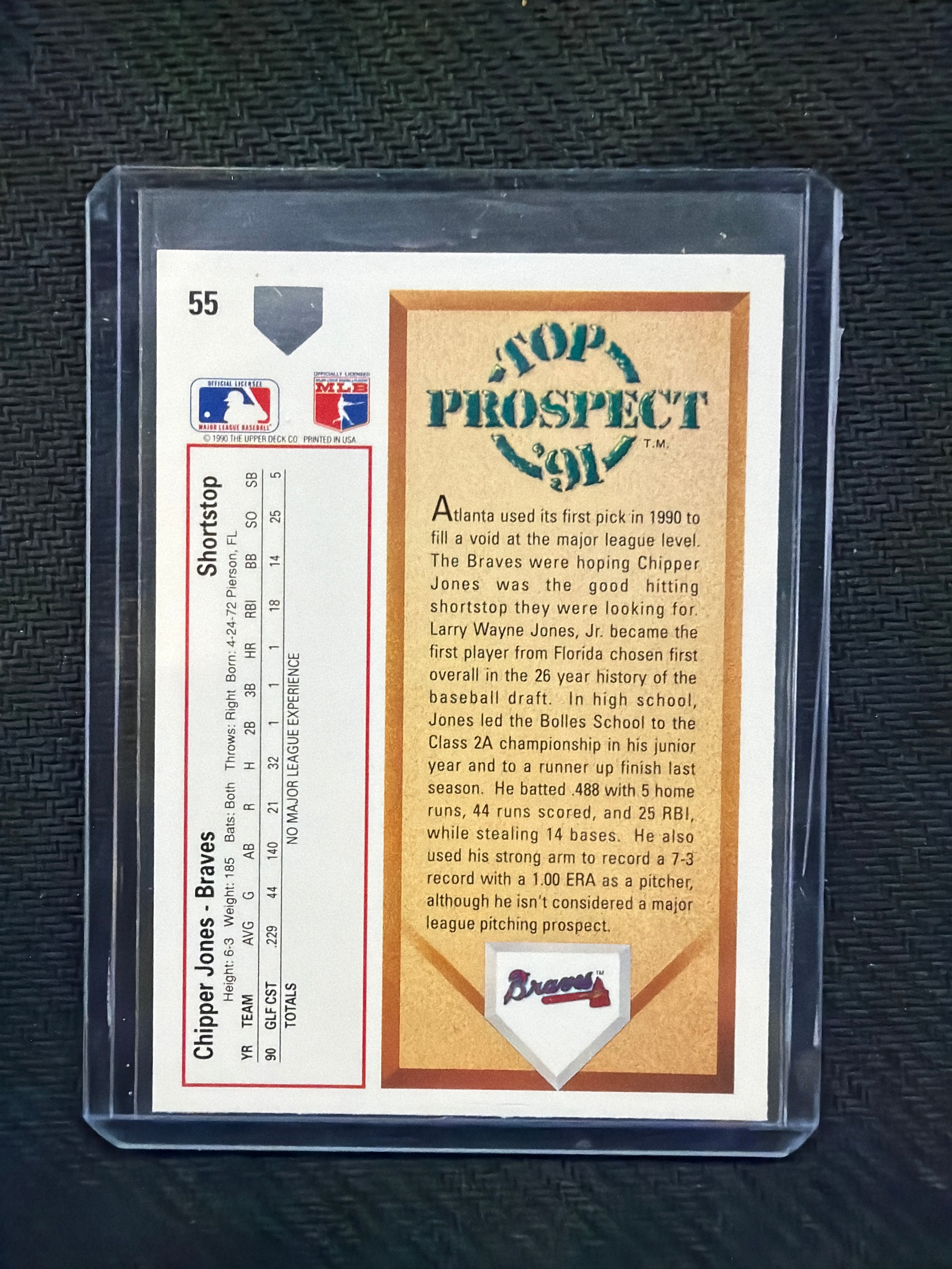 1991 Upper Deck Chipper Jones Rookie 55 Braves