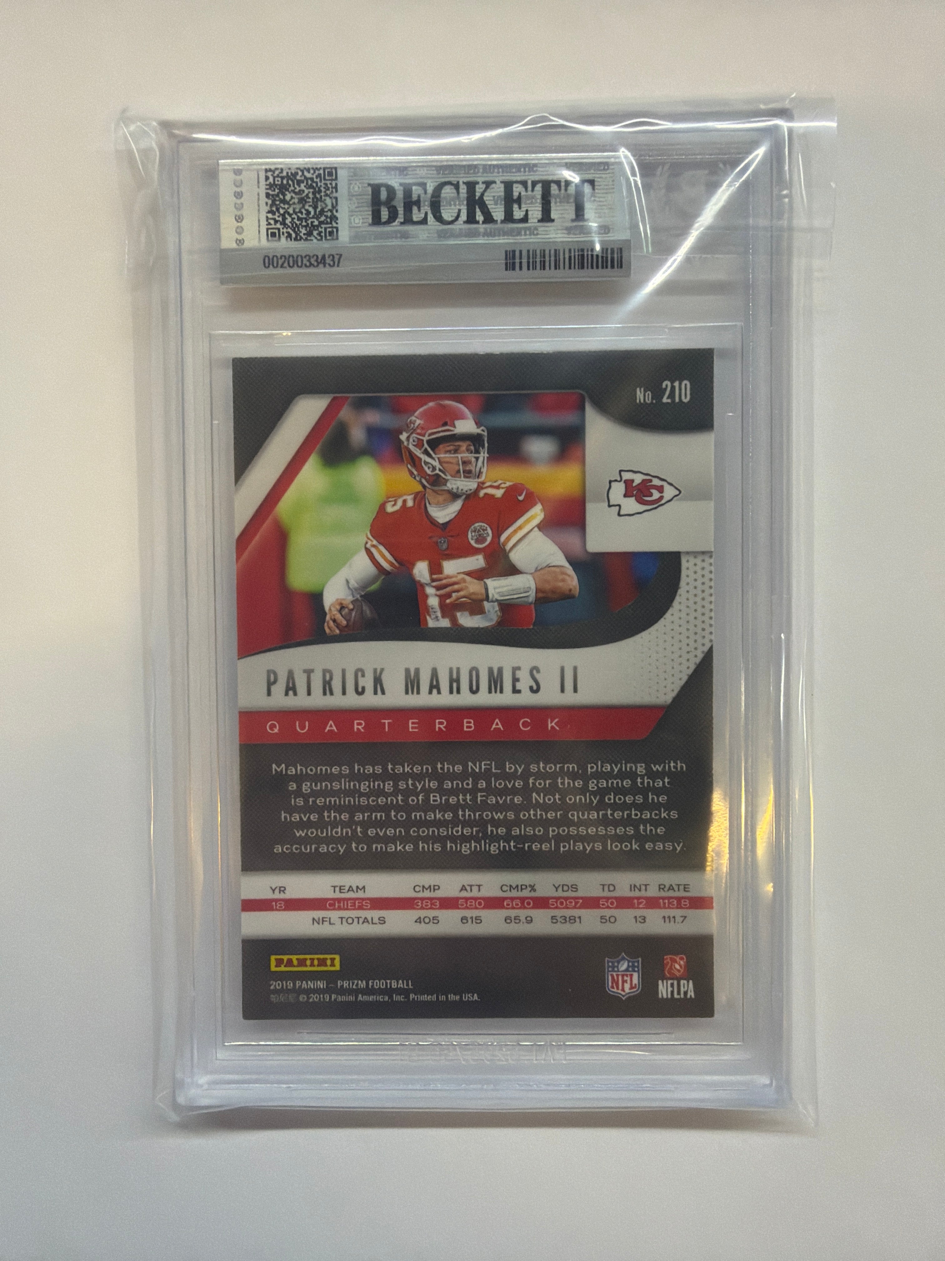 2019 Prizm #210 Patrick Mahomes II BGS 9 Cheifs