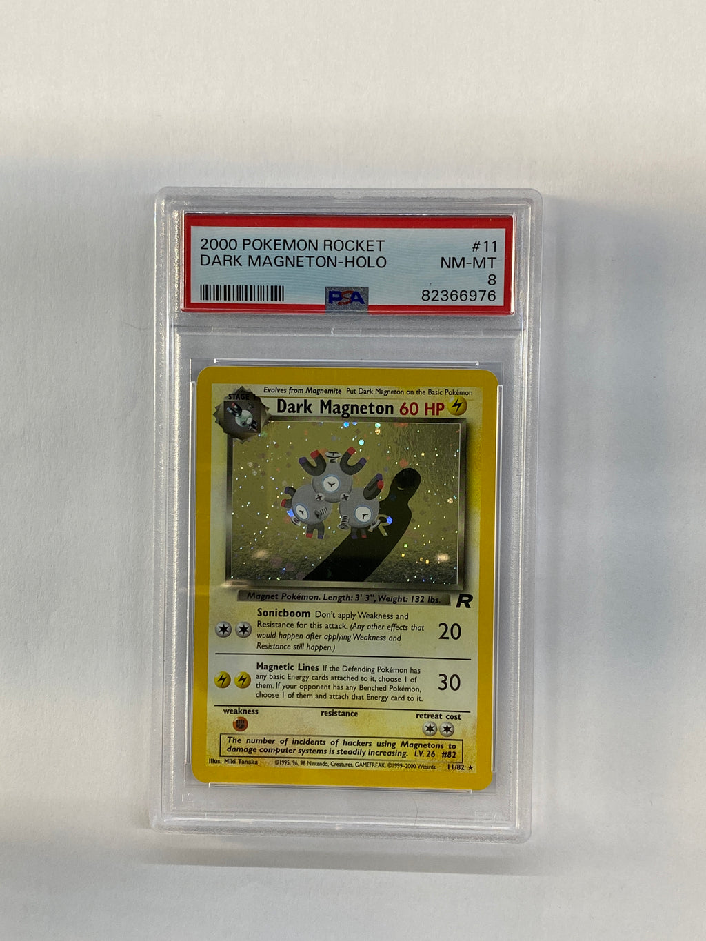 2000 Pokemon Team Rocket Dark Magneton 11 Holo PSA 8