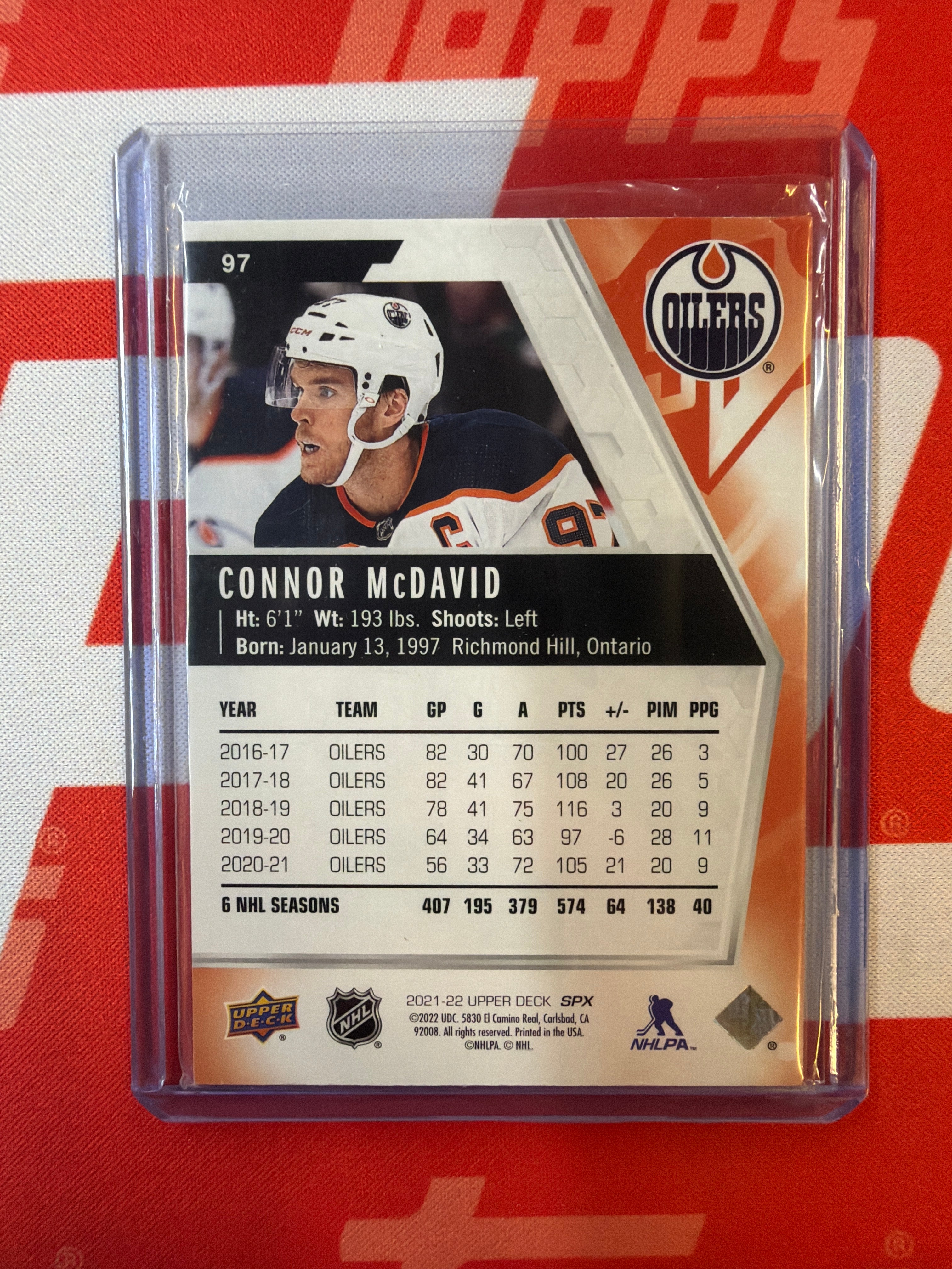 2021-22 Upper Deck SPX Connor Mcdavid  /299 Oliers