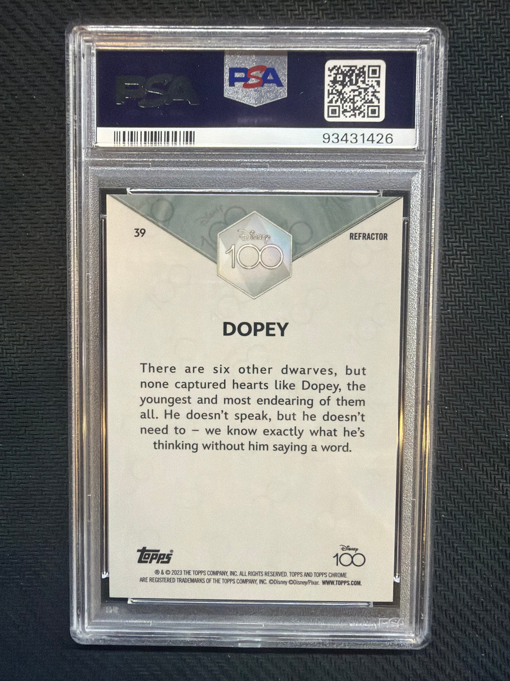 2023 Topps Chrome Disney 100 Dopey Refractor #39 PSA 9 426