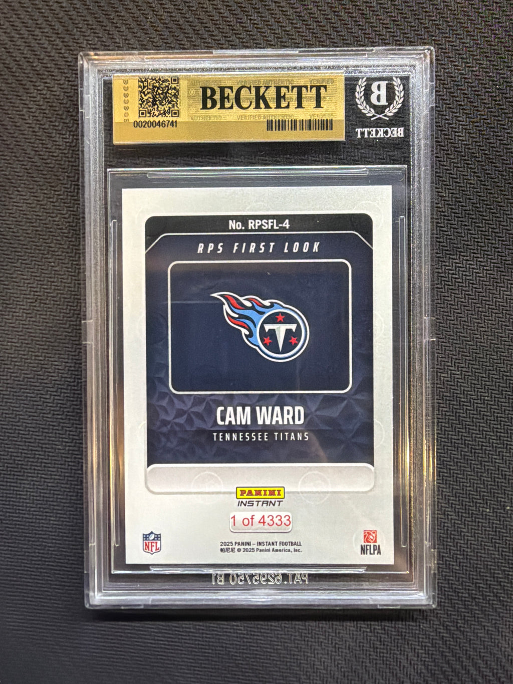 2025 Panini Instant Cam Ward Rookie BGS 9.5 Titans 741