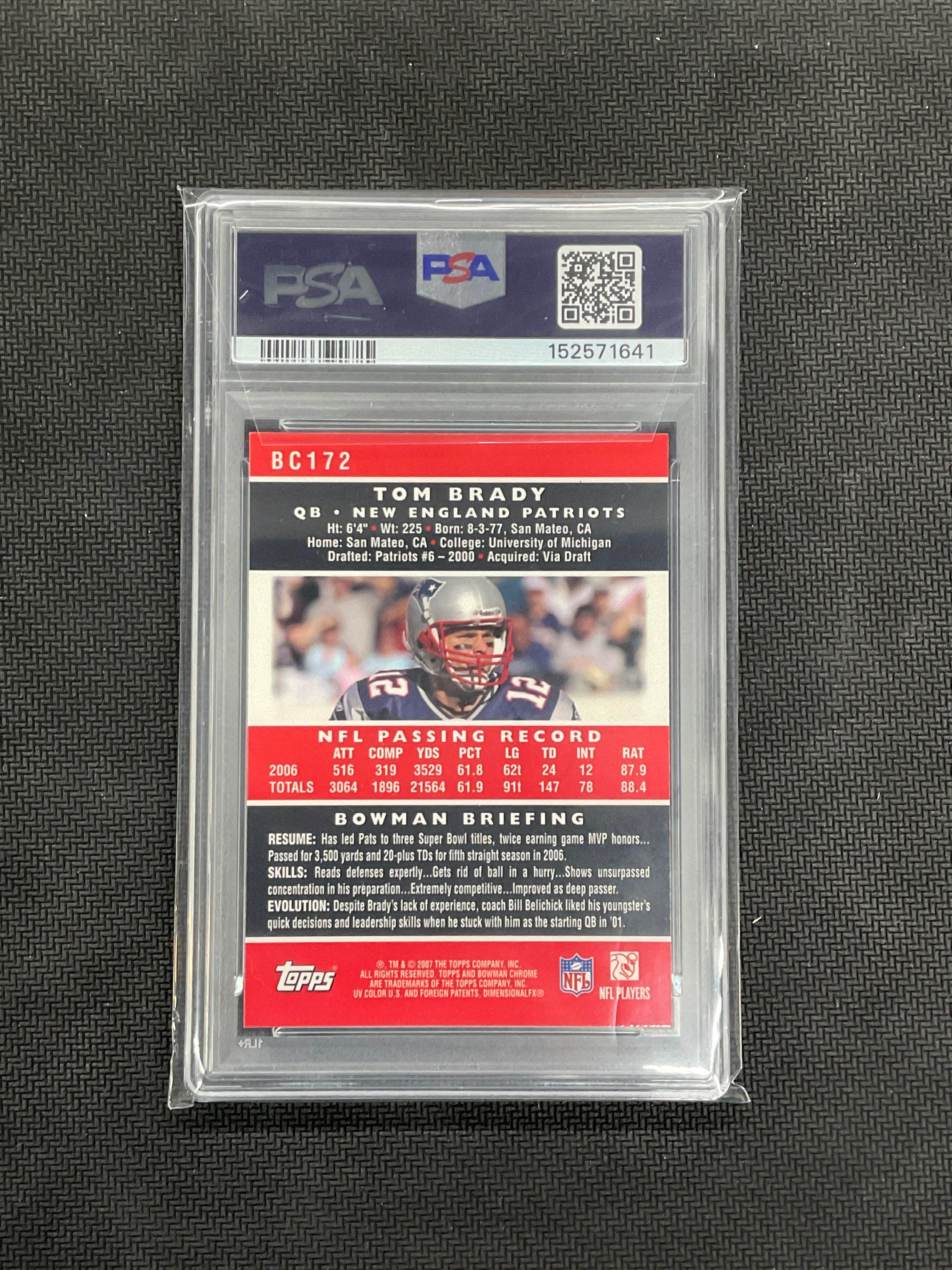2007 Bowman Chrome Tom Brady PSA 9 Patriots