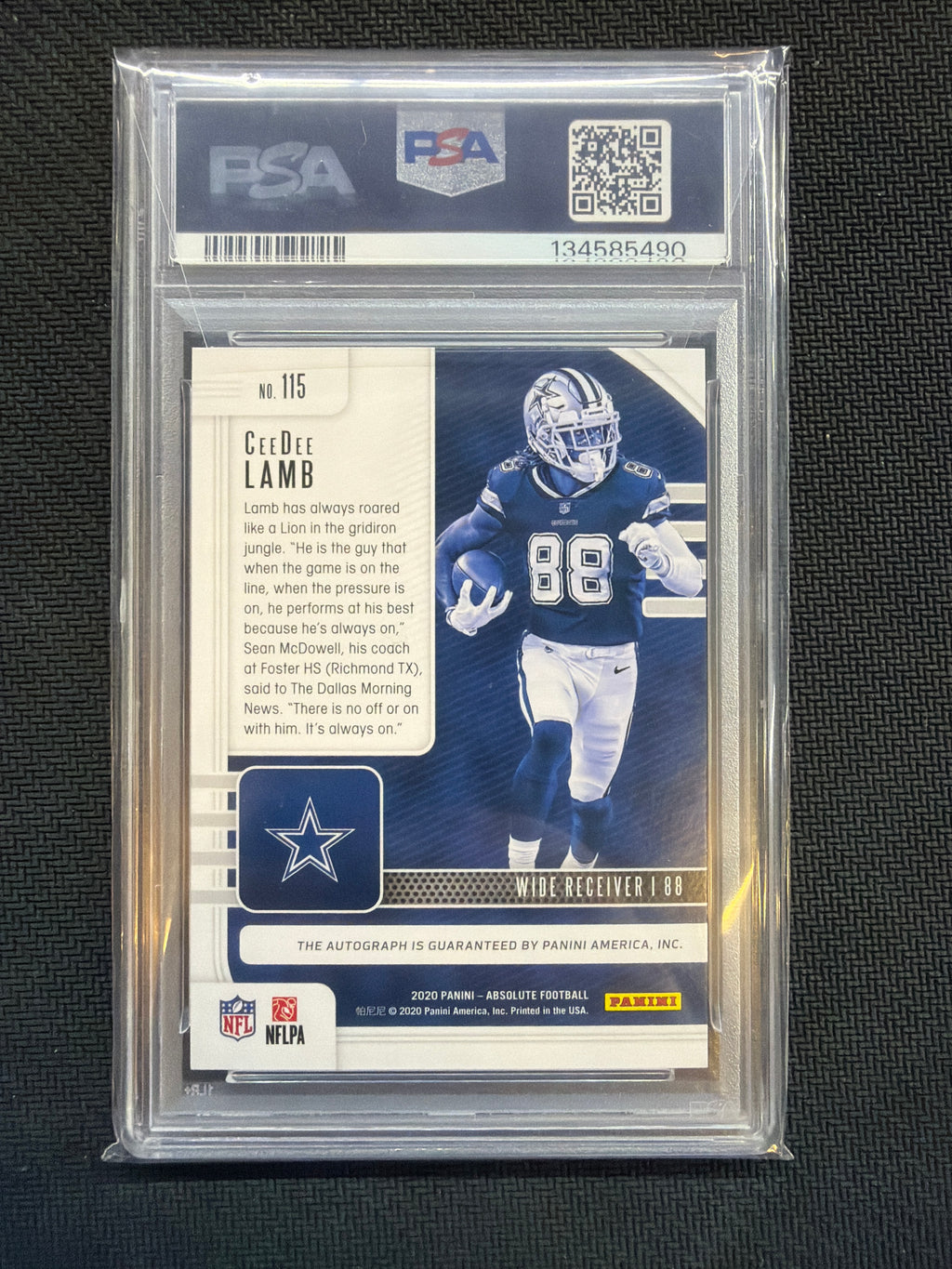 2020 Absolute CeeDee Lamb Rookie Auto Green /25 PSA 8 Cowboys