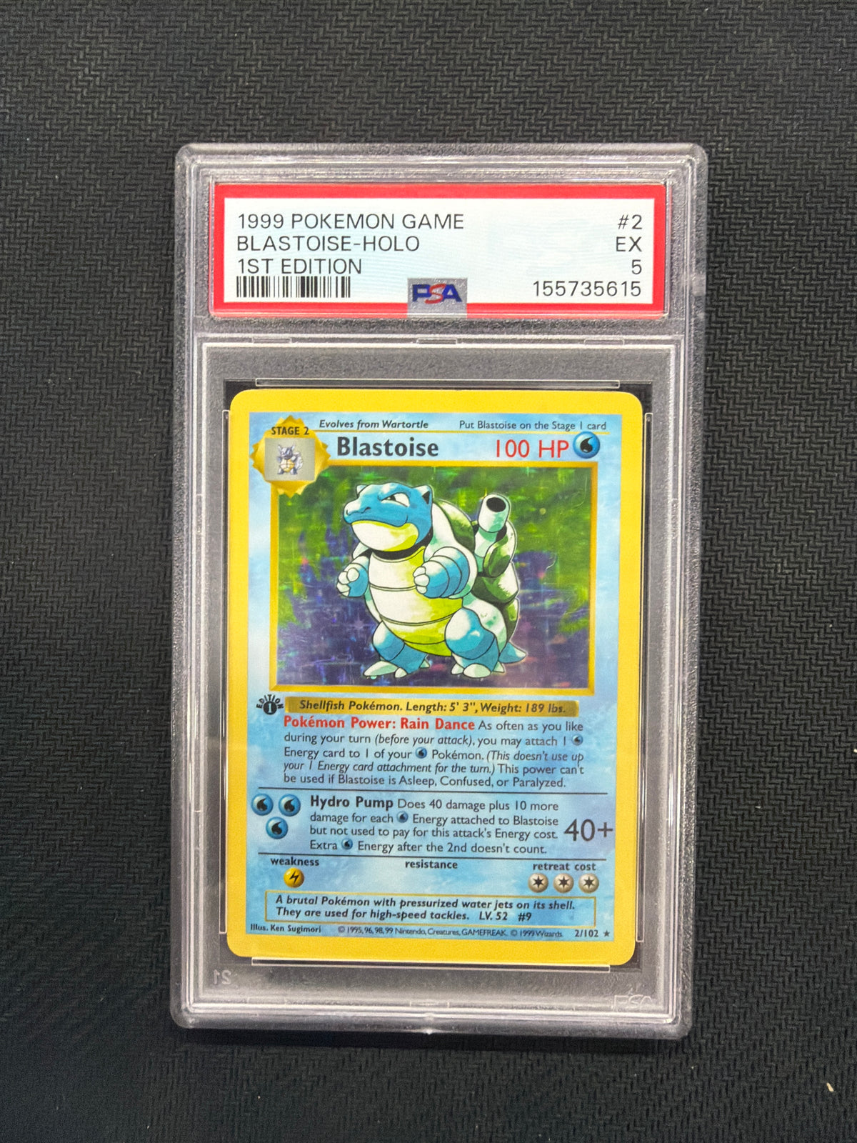 1999 Blastoise Holo 2 1st Ed PSA 5