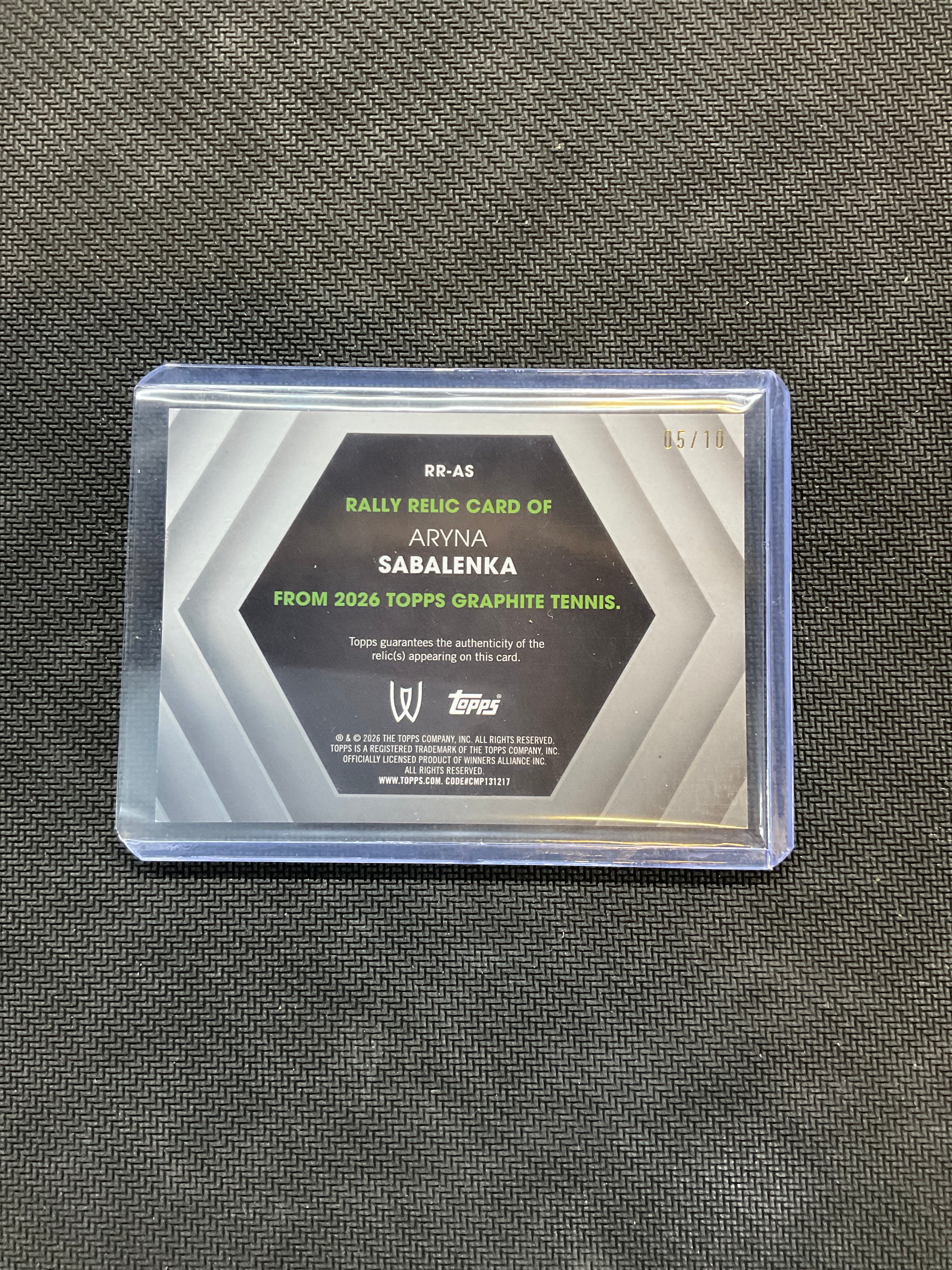 2026 Topps Graphite Aryna Sabalenka Rally Relic /10