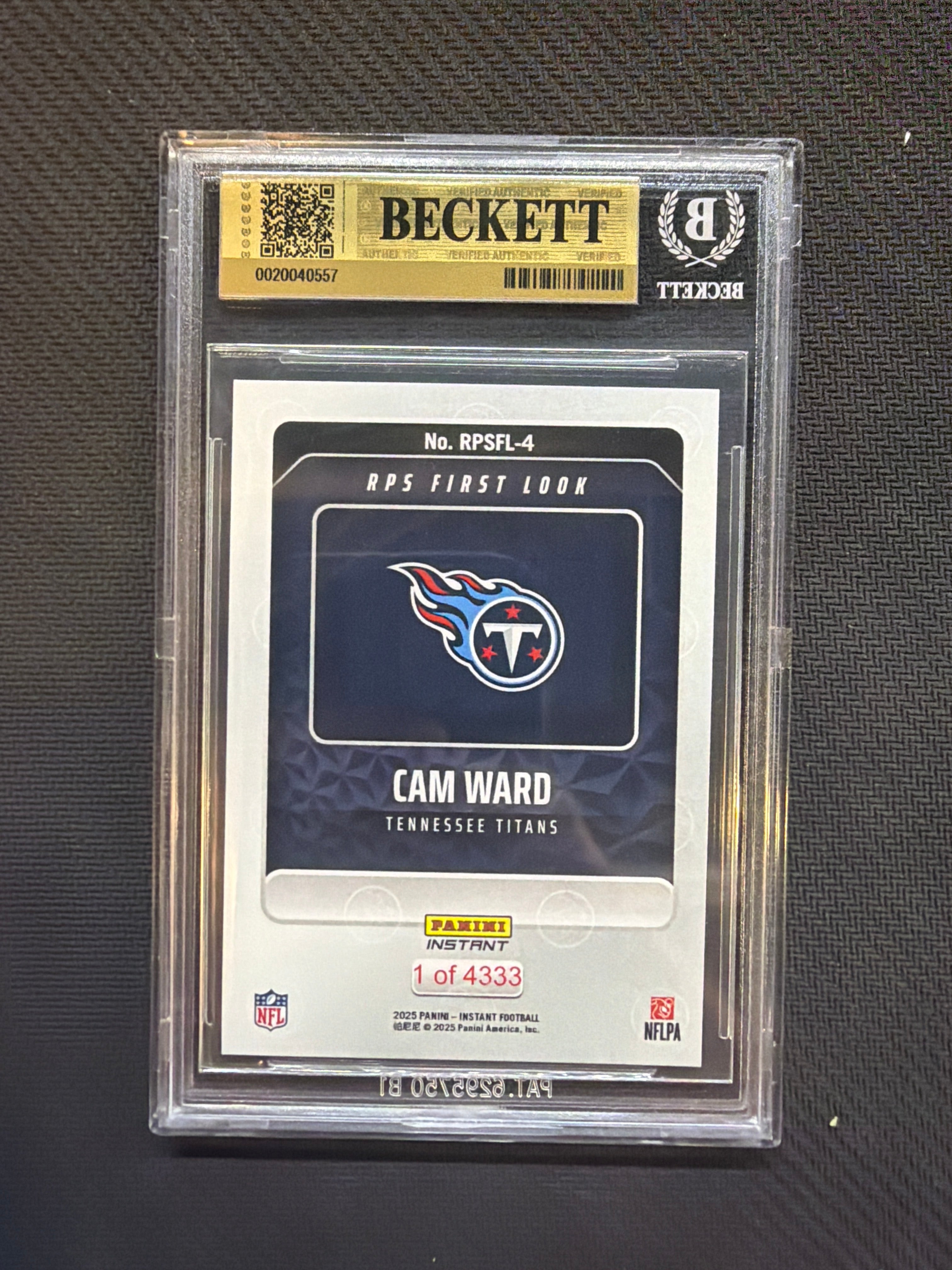 2025 Panini Instant Cam Ward Rookie BGS 10 557 Titans