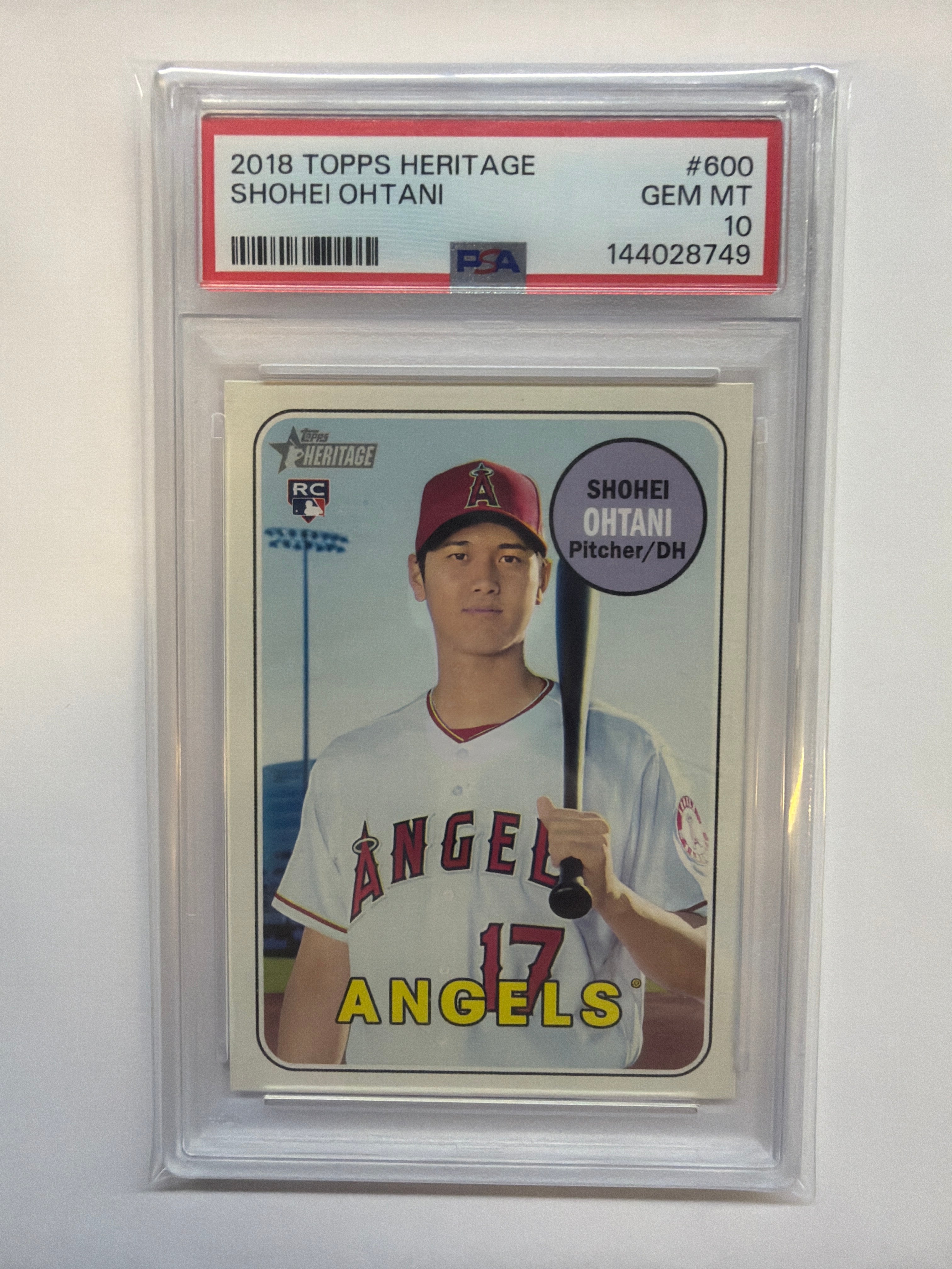 2018 Topps Heritage #600 Shohei Ohtani PSA 10 Rookie Angels 749