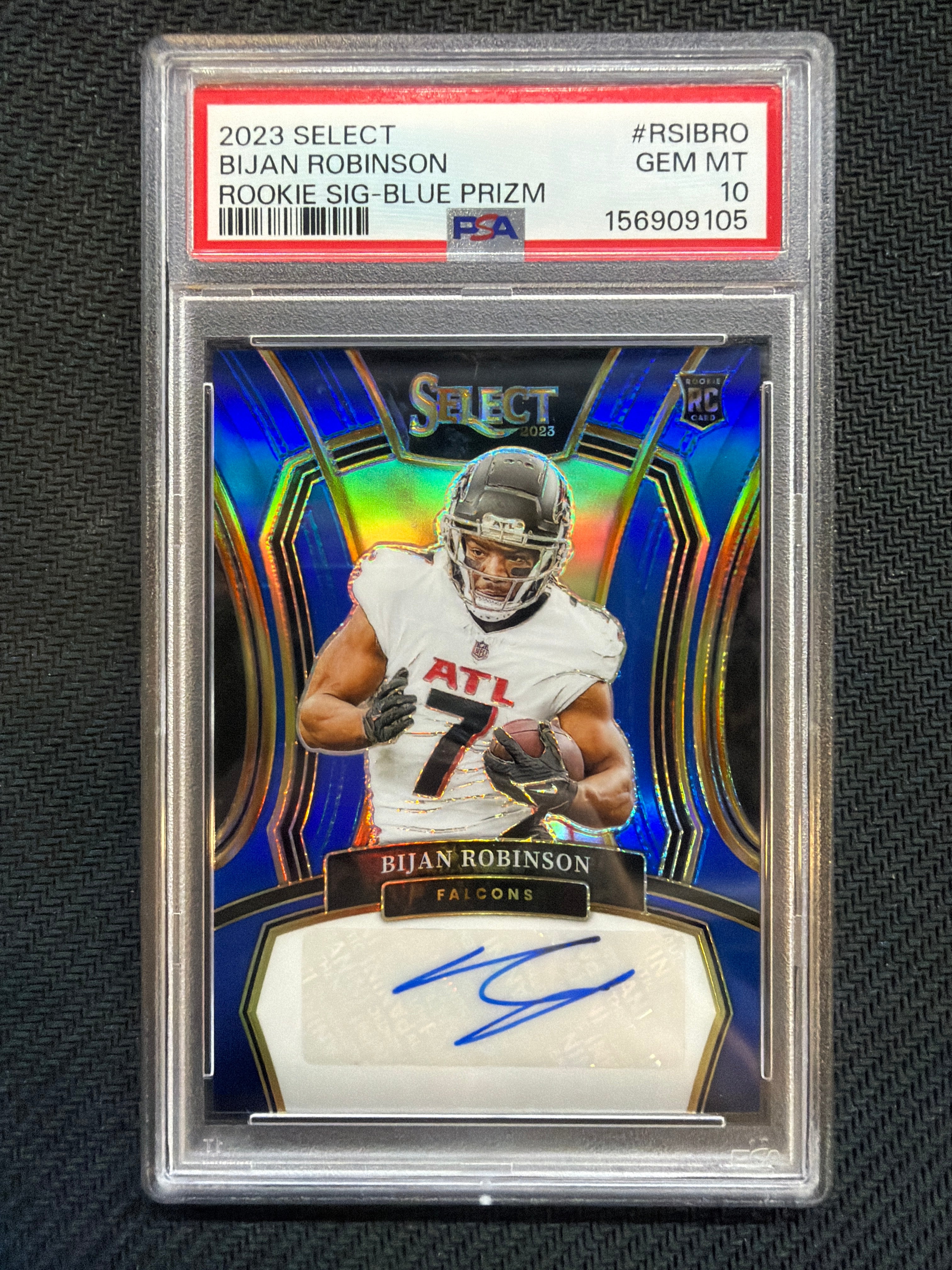 2023 Select Bijan Robinson Rookie Signature Blue Prizm /99 #RSIBRO PSA 10 Falcons
