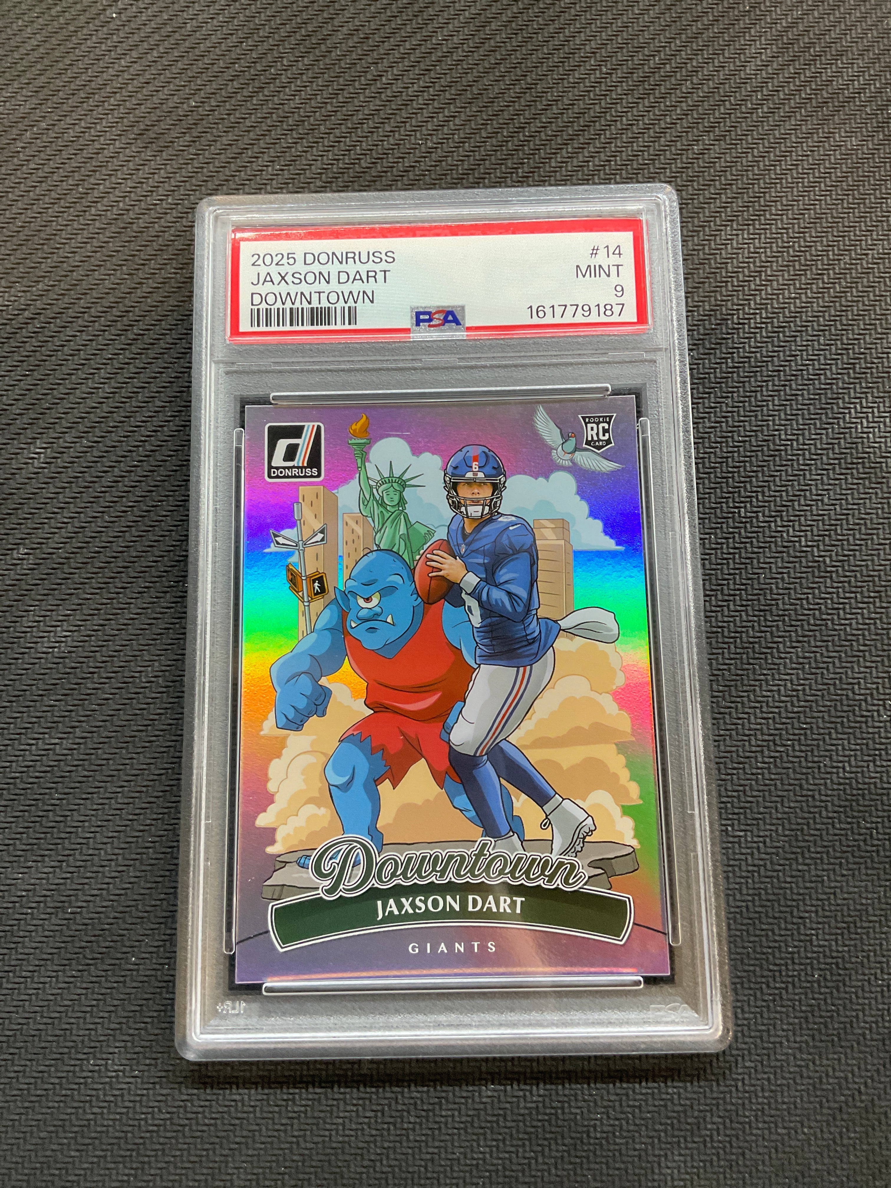 2025 Donruss Jaxson Dart #14 Rookie Downtown! PSA 9 Giants 187