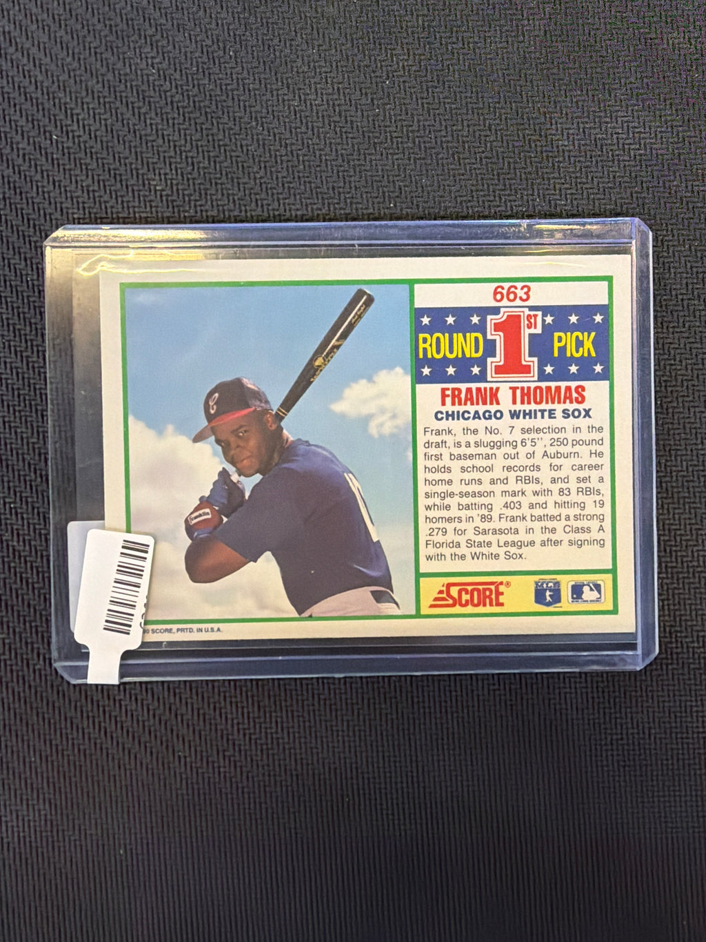 1990 Score Frank Thomas Rookie 1st Round Pick Auburn