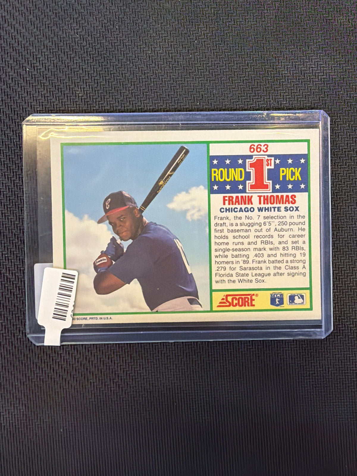 1990 Score Frank Thomas Rookie 1st Round Pick Auburn
