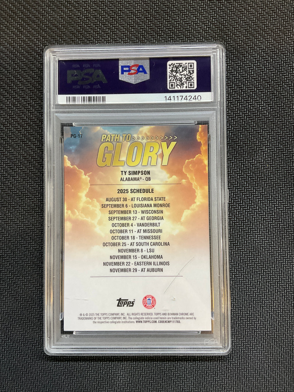 2025 Bowman U Chrome Ty Simpson Path To Glory Gold /50 PSA 10 Alabama
