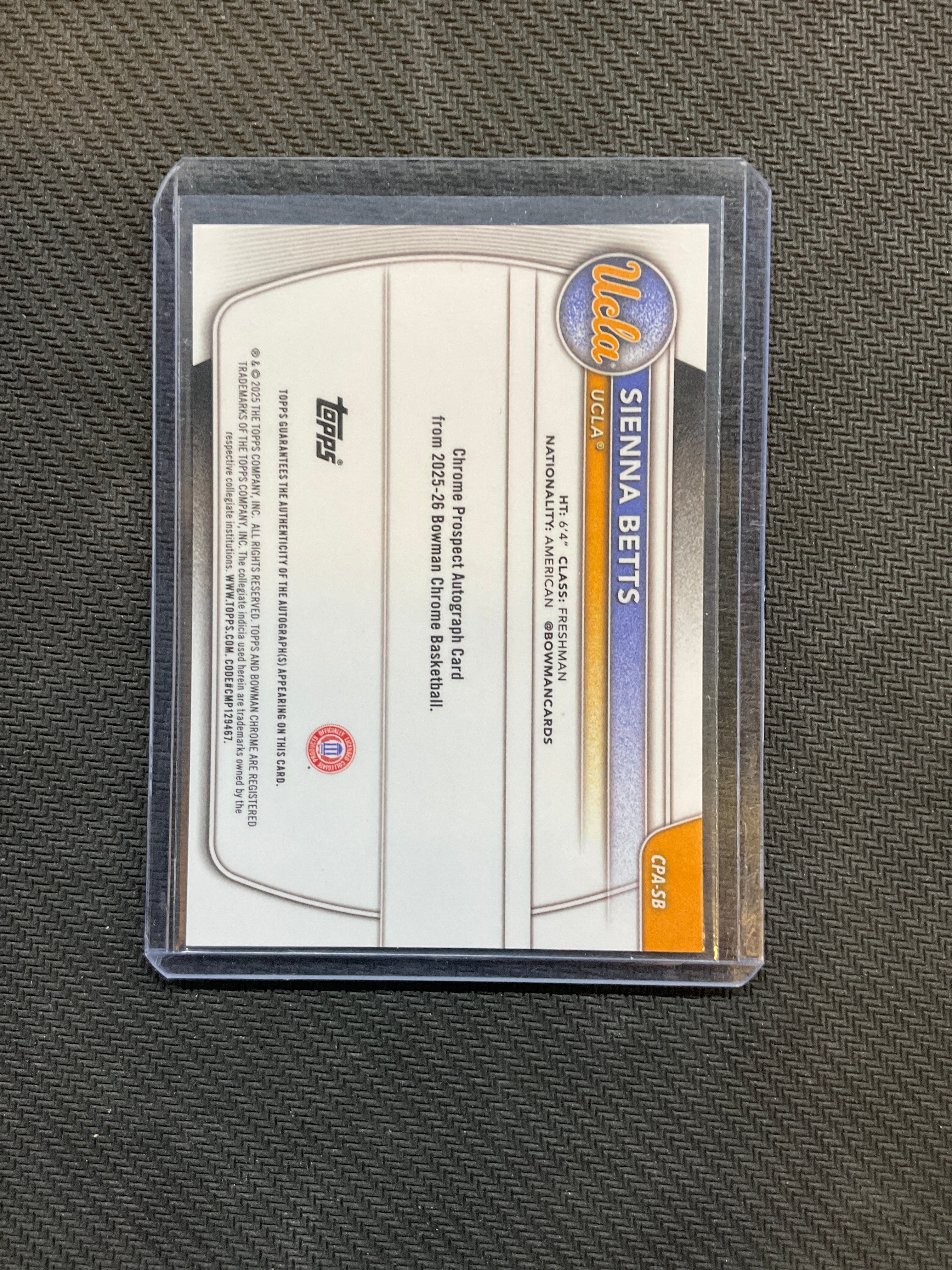 2025 Bowman U Chrome Sienna Betts Rookie Red Auto /5 UCLA