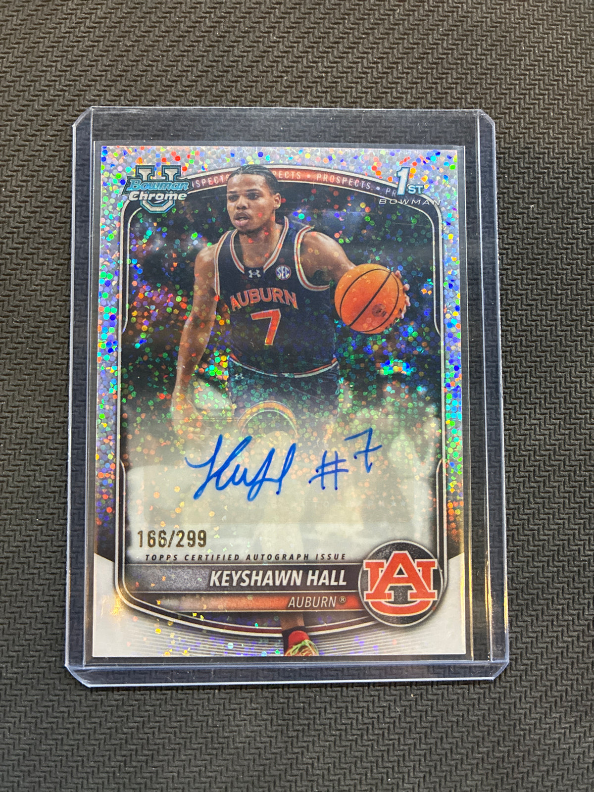 2025-26 Bowman Chrome Keyshawn Hall 1st Bowman Auto Speckle Refractor /299 #CPA-KH Auburn