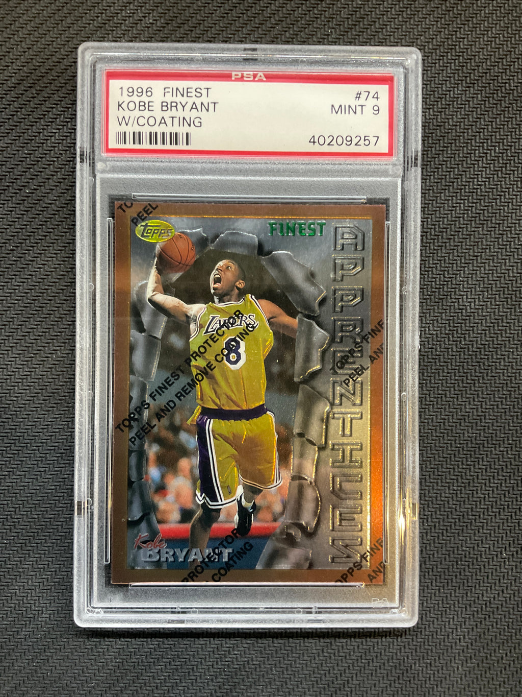 1996 Finest Kobe Bryant W/Coating Rookie #74 PSA 9 Lakers