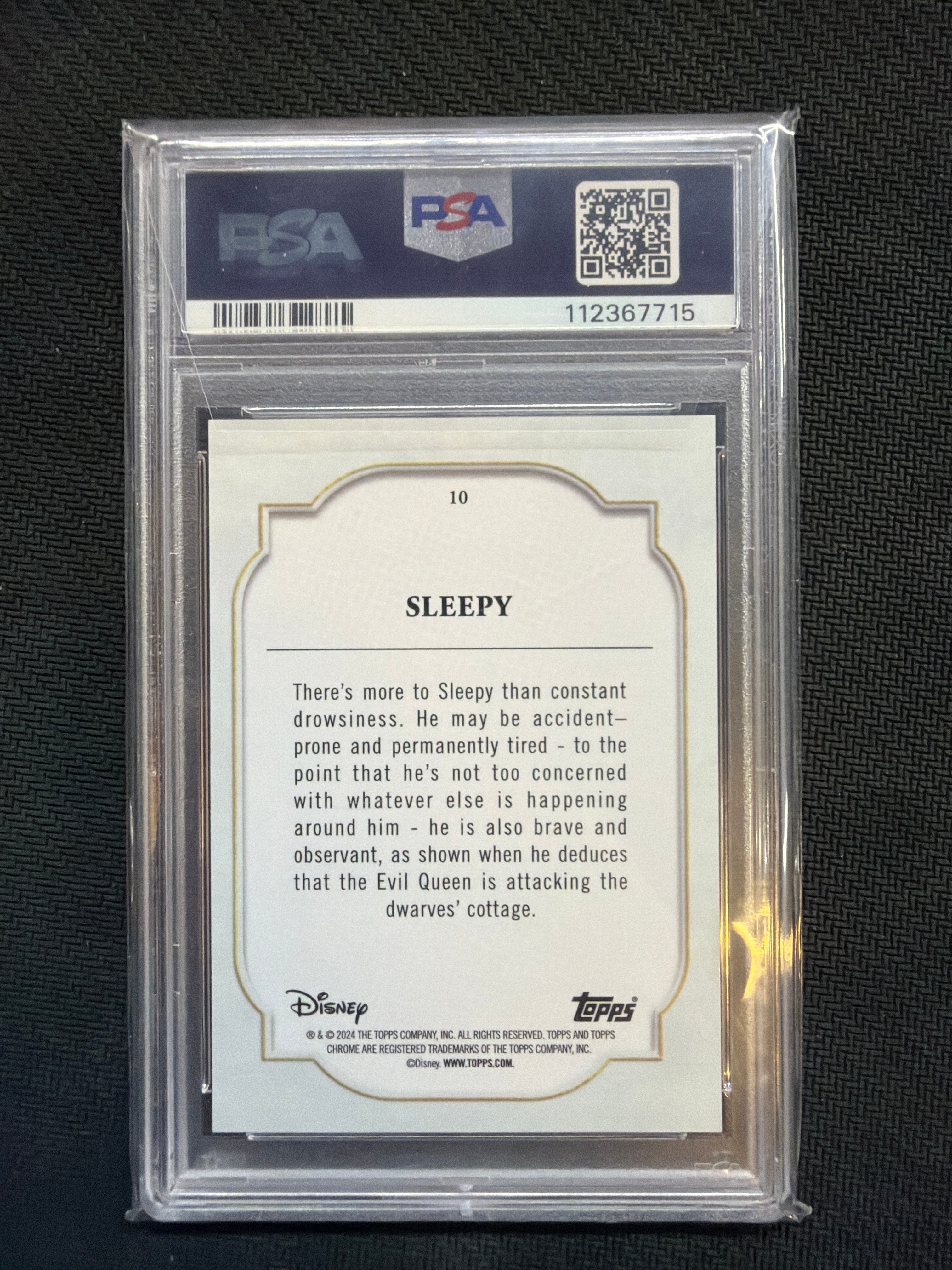 2024 Topps Chrome Disney Sleepy Red & Black /28 PSA 10
