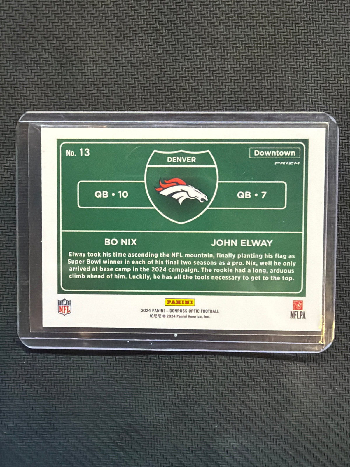 2024 Panini Donruss Optic Bo Nix John Elway Downtown Duos Rookie #13 Broncos