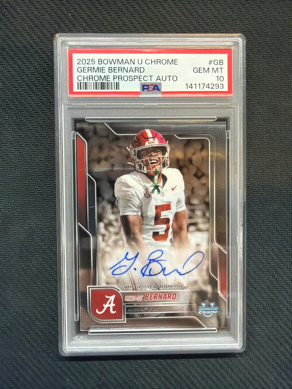 2025 Bowman U Germie Bernard Auto PSA 10 Alabama 293