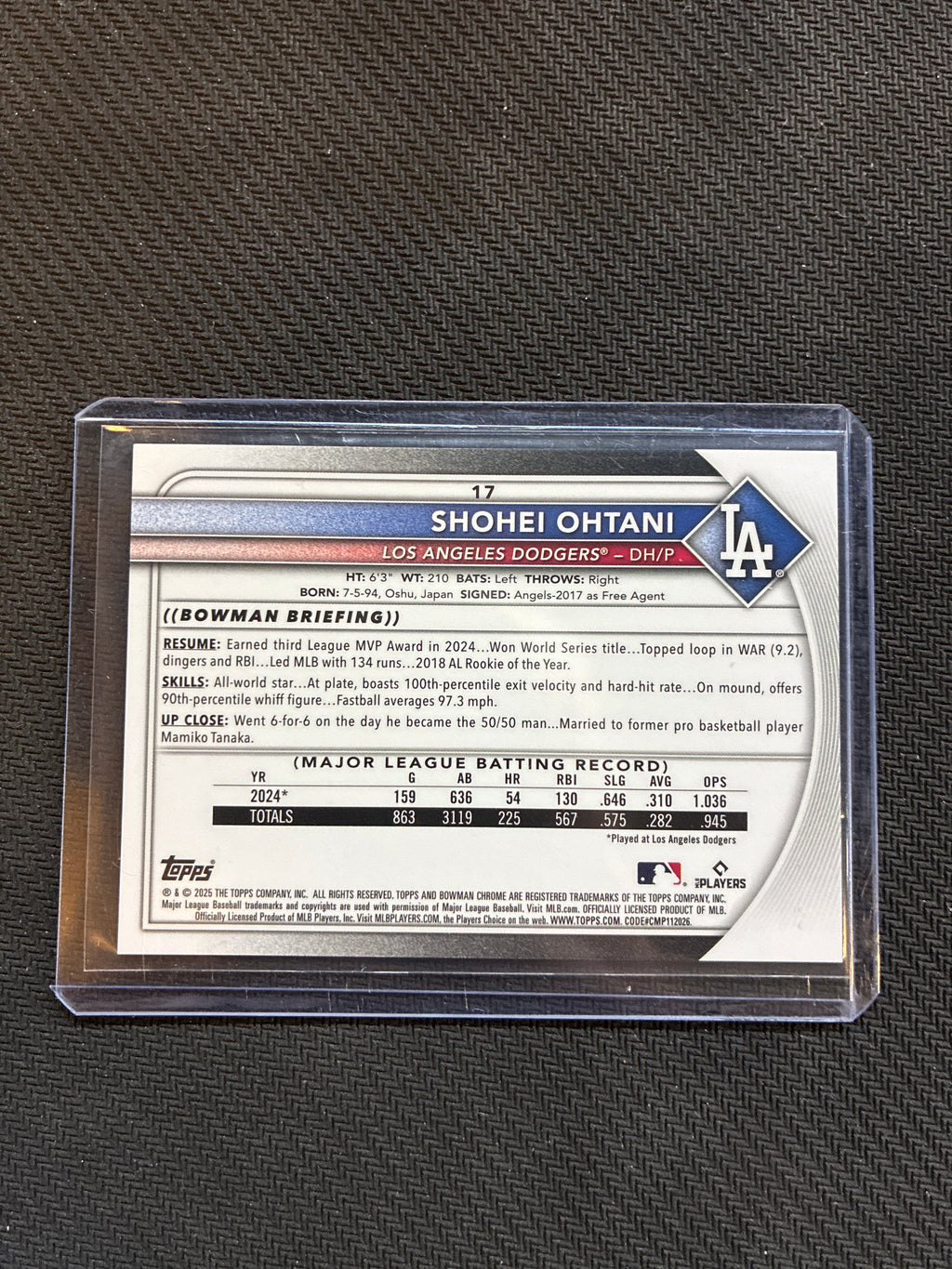 2025 Bowman Chrome Shohei Ohtani Gold Geometric /50 Dodgers