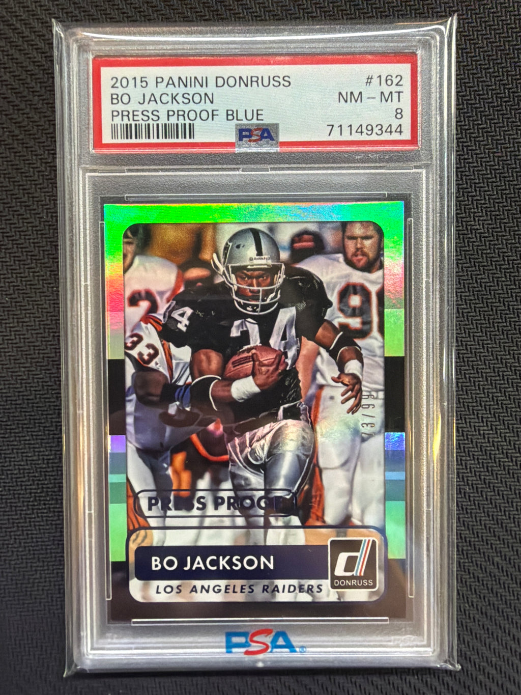2015 Panini Donruss Bo Jackson Press Proof Blue /99 #162 PSA 8 Raiders