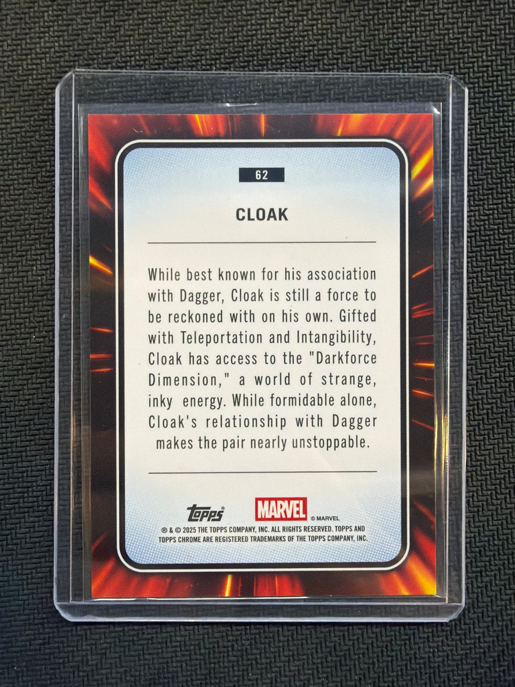 2025 Topps Chrome Marvel Sapphire Cloak Orange /25 #62