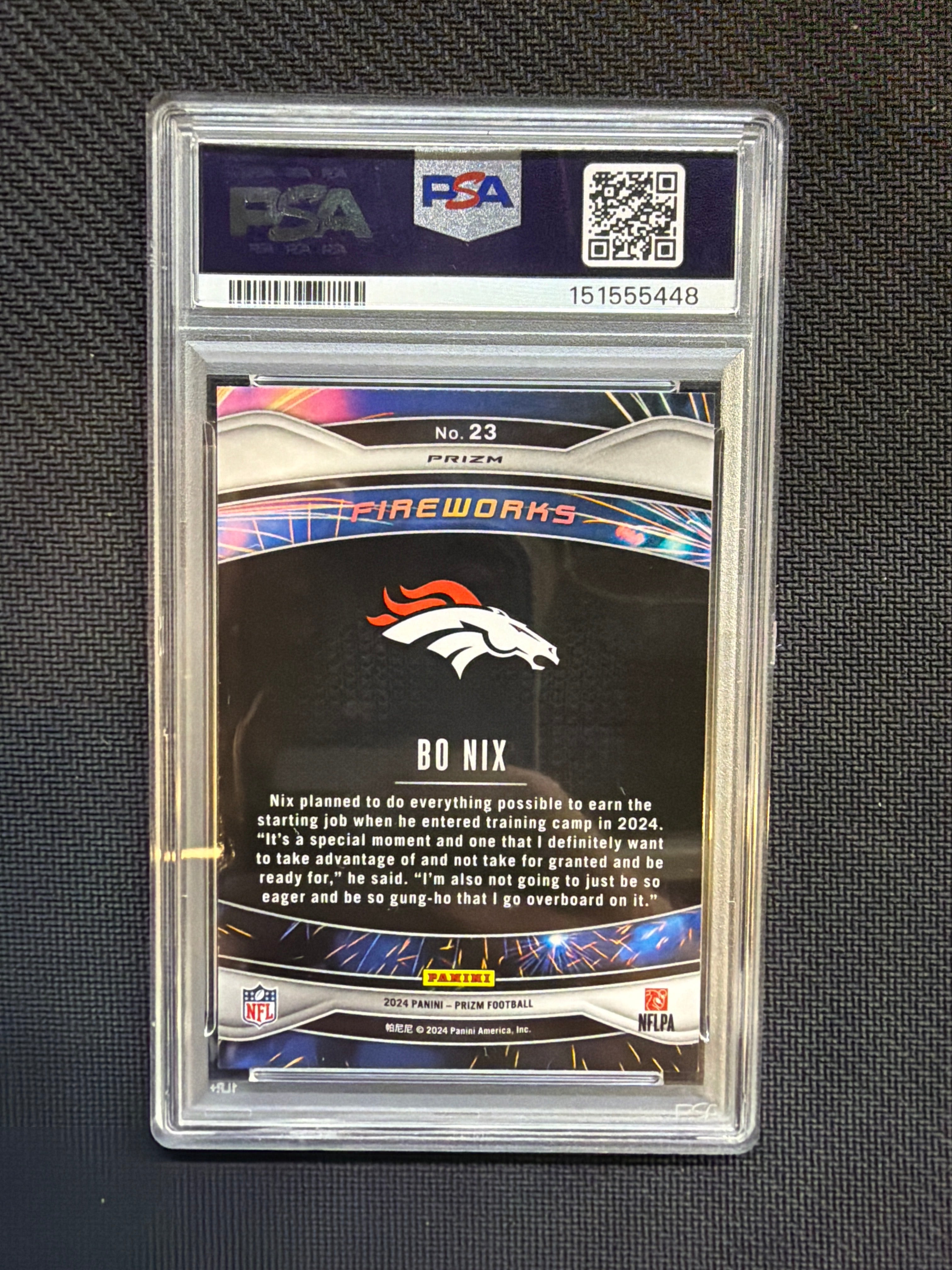2024 Prizm Bo Nix Rookie Fireworks Green PSA 10 448