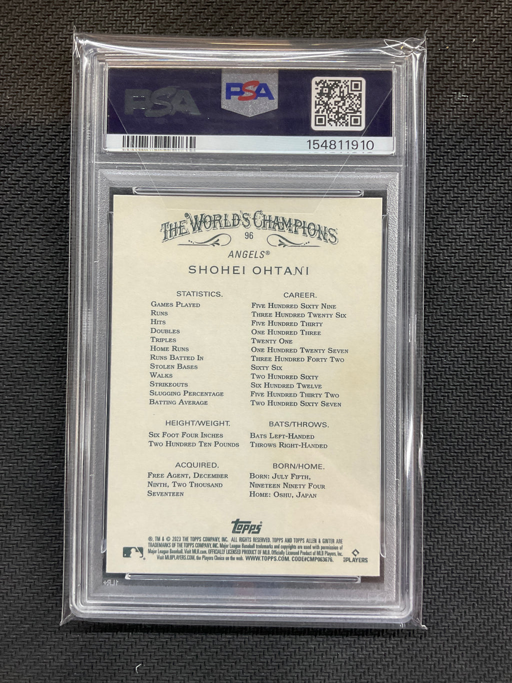 2023 Topps Allen & Ginter Shohei Ohtani #96 PSA 10 910