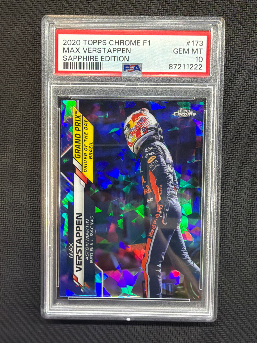 2020 Topps Chrome F1 Sapphire Max Verstappen #173 PSA 10 Red Bull