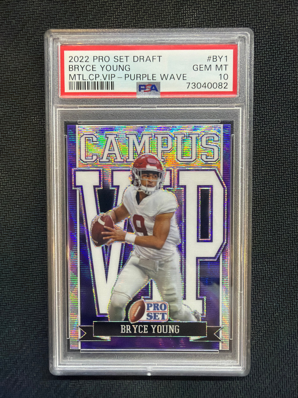 2022 Pro Set Draft Bryce Young Campus VIP Purple Wave PSA 10