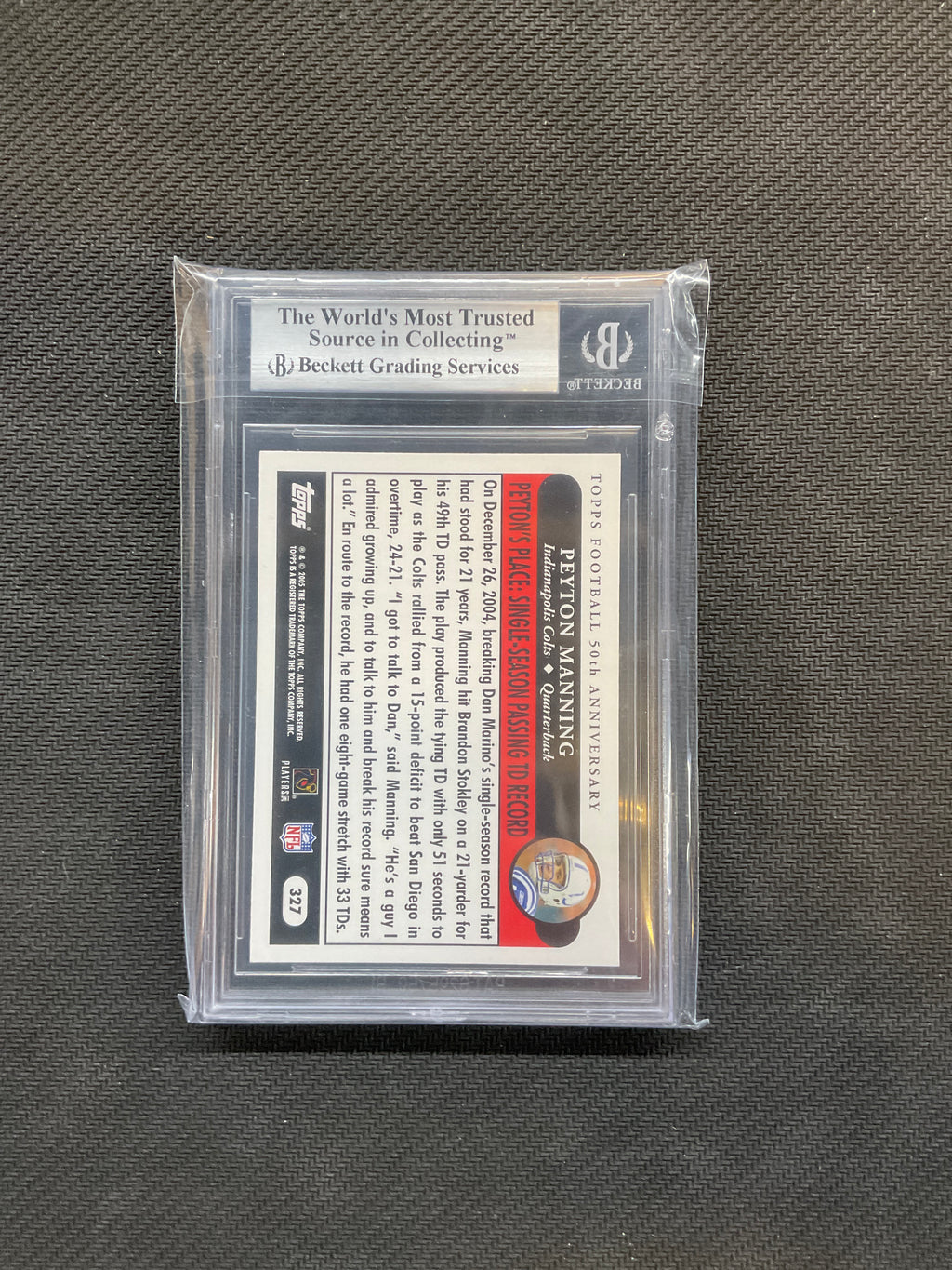 2005 Topps Peyton Manning BGS 9 Golden Moments