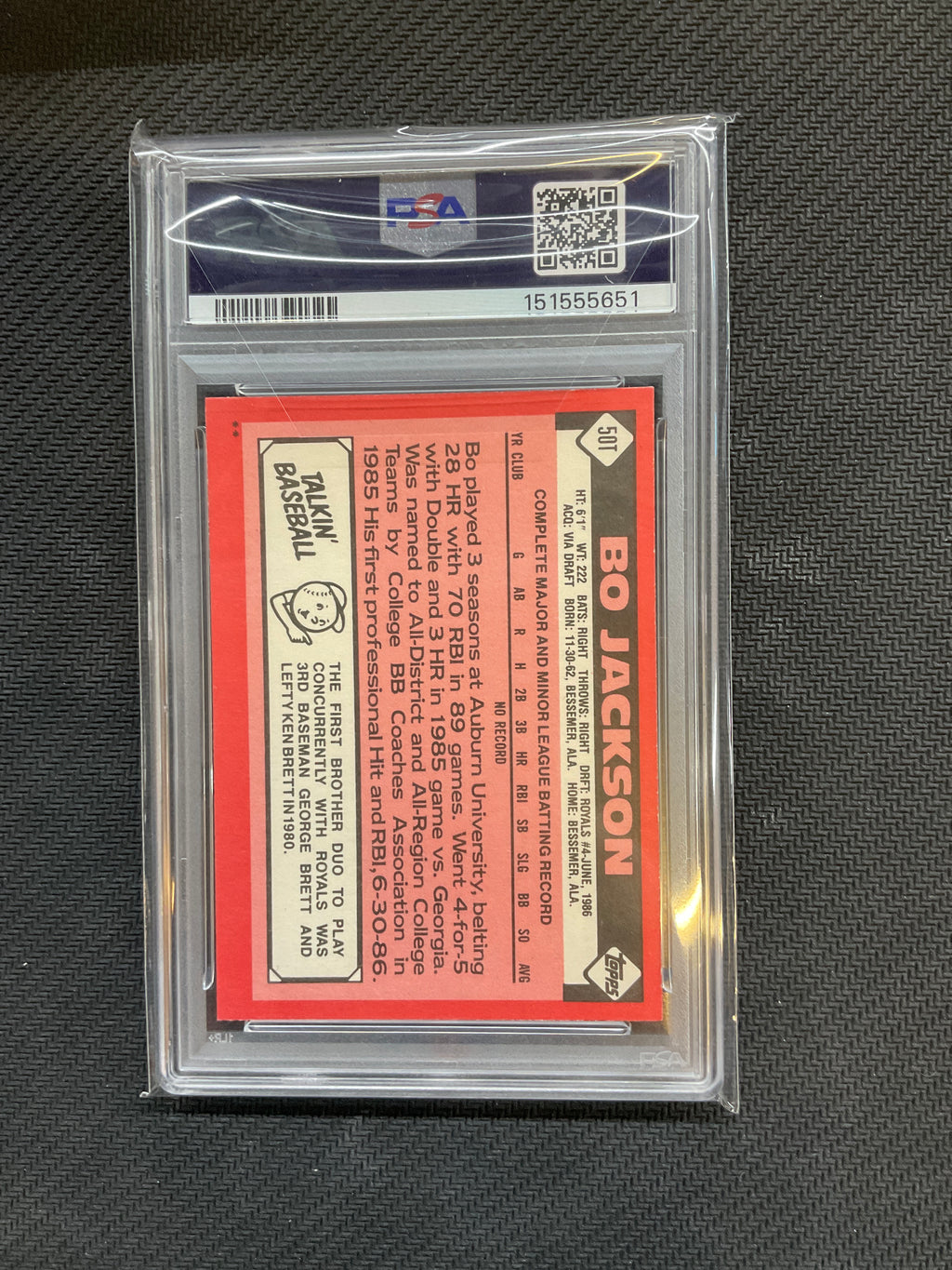 1986 Topps Traded Bo Jackson Rookie #50T PSA 8 651