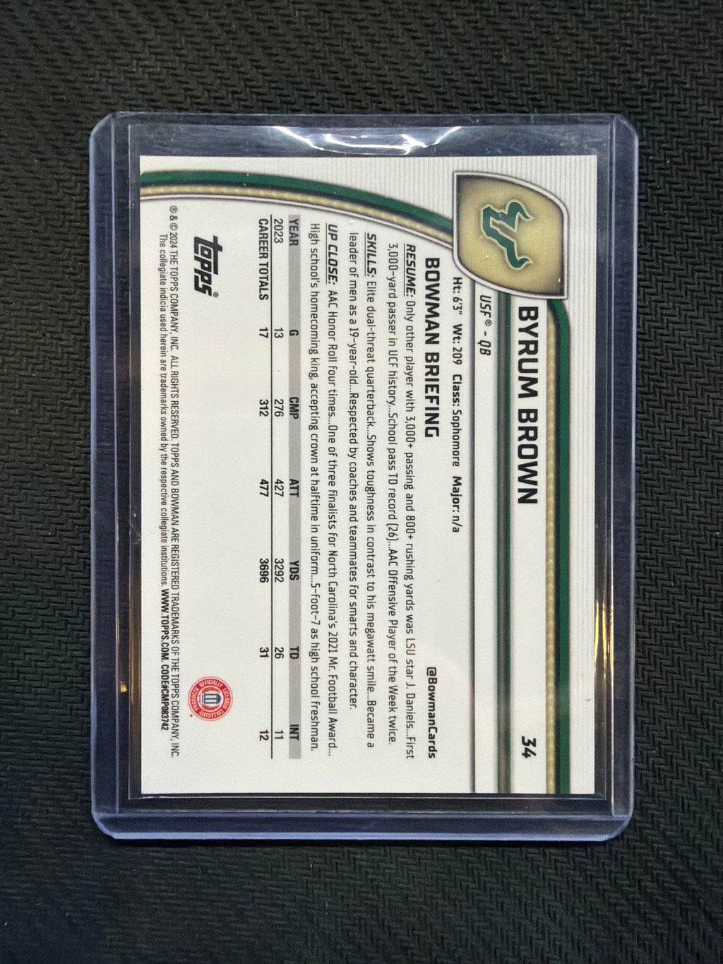 2024 Bowman U Chrome Byrum Brown Green Shimmer /99 Auburn