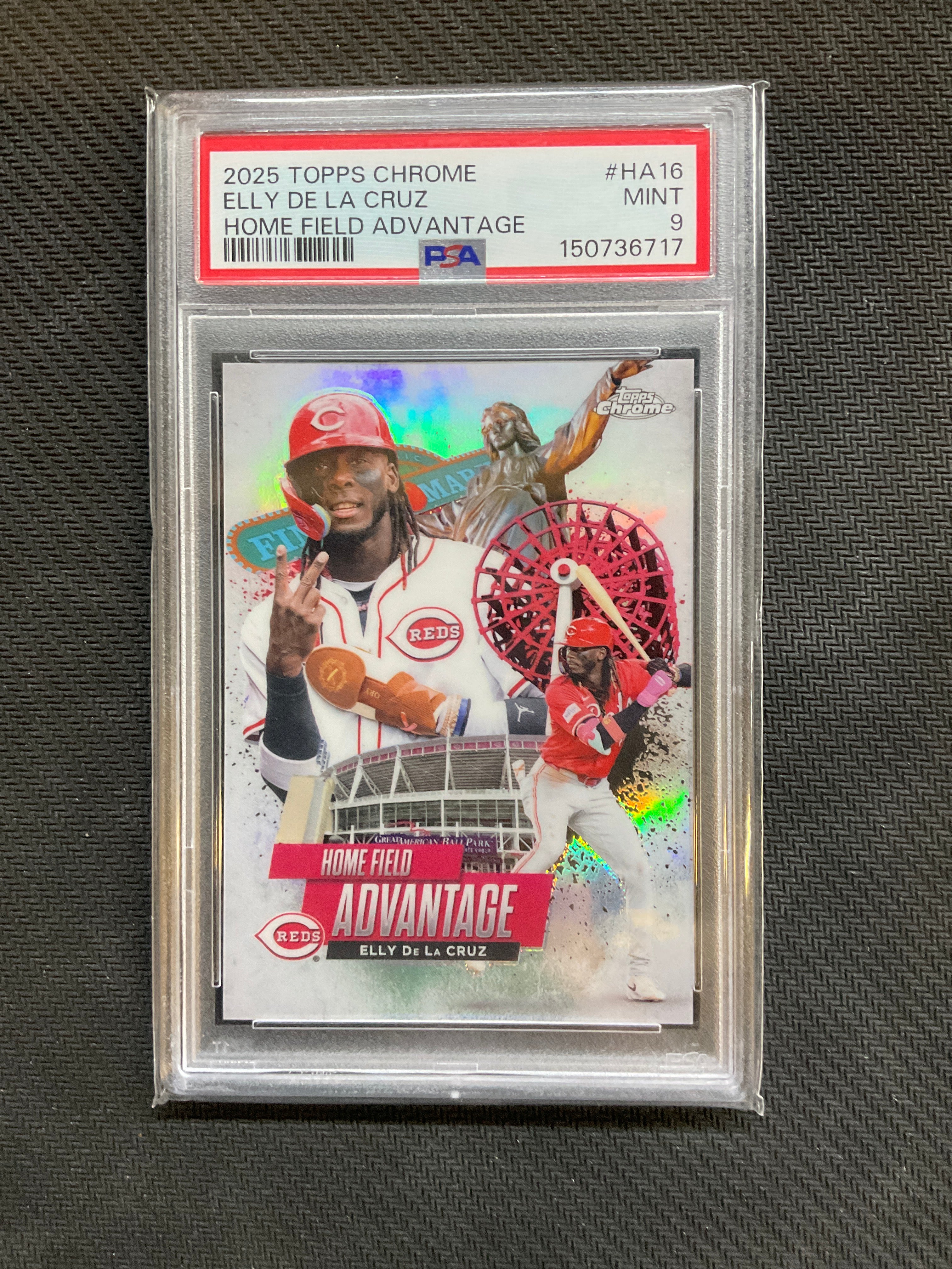 2025 Topps Chrome Elly De La Cruz Home Field Advantage PSA 9