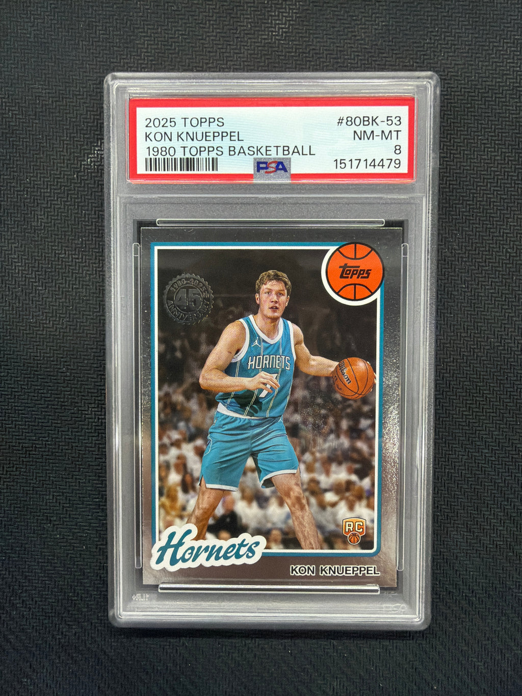 2025 Topps Kon Knueppel 1980 Topps Basketball Rookie PSA 8 Hornets