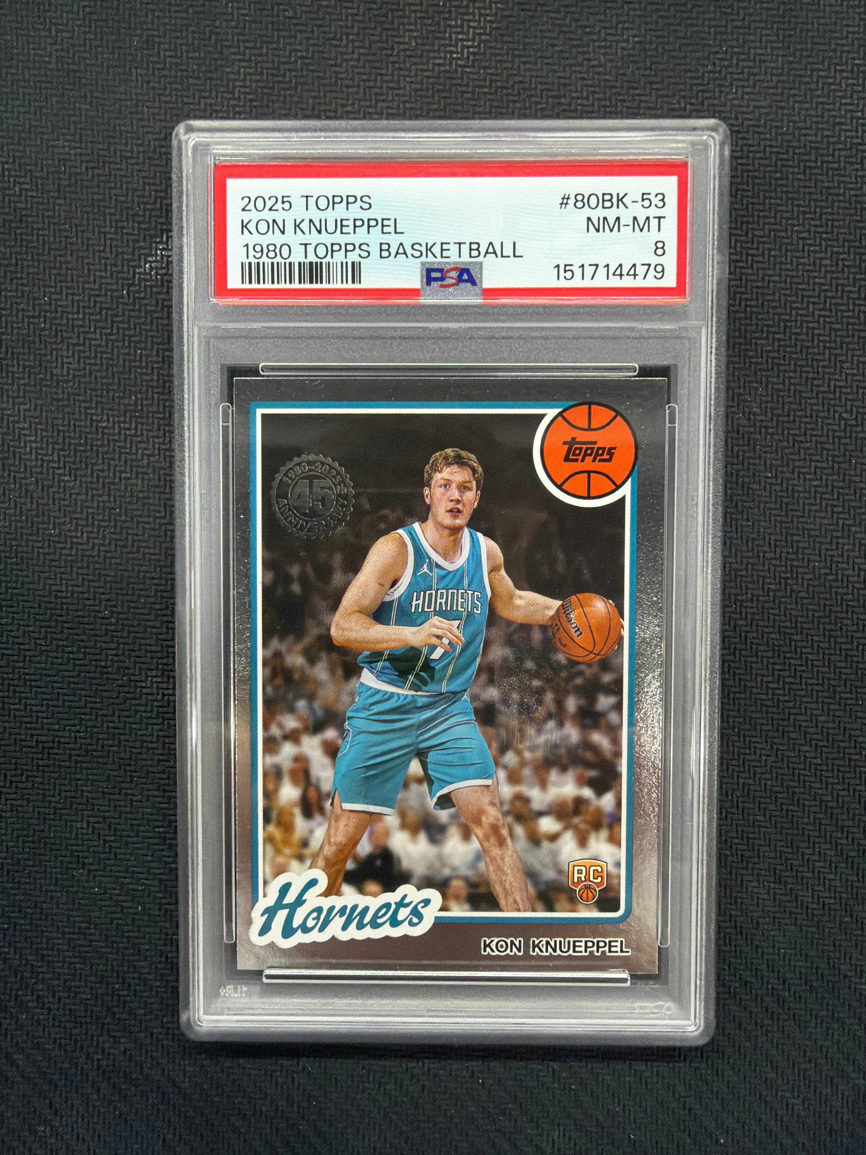 2025 Topps Kon Knueppel 1980 Topps Basketball Rookie PSA 8 Hornets