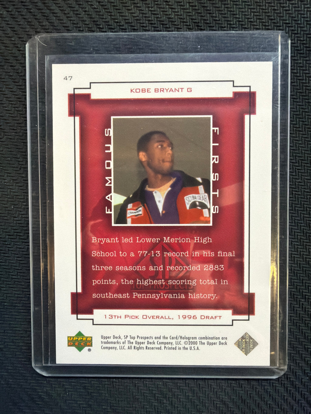 2000 SP Top Prospects Kobe Bryant Famous Firsts /3000 Lakers