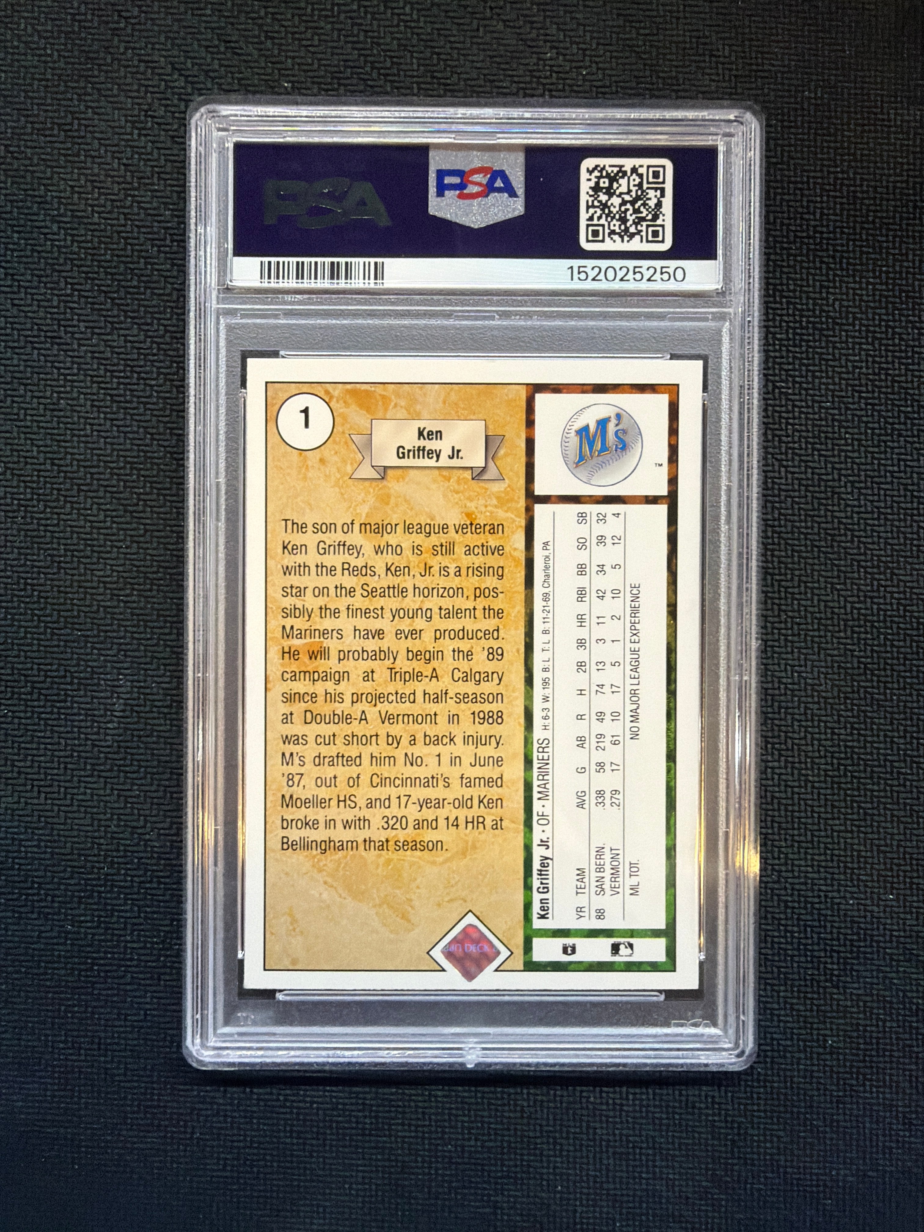 1989 Upper Deck Ken Griffey Jr. Star Rookie PSA 6