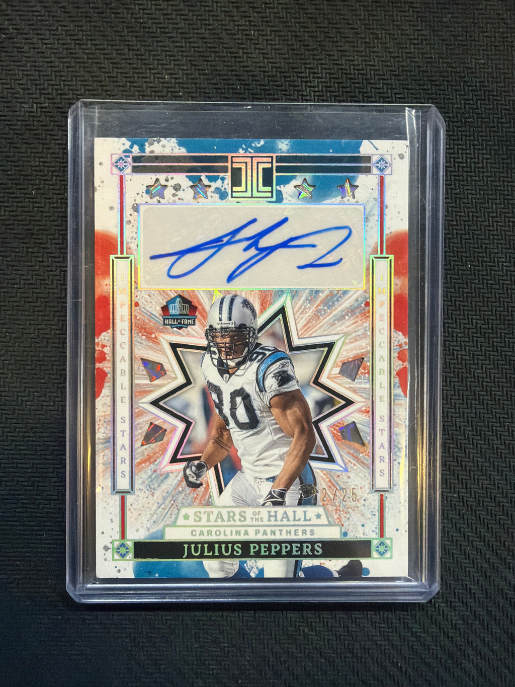 2025 Panini Impeccable Julius Peppers Stars of the Hall Auto /25 Panthers