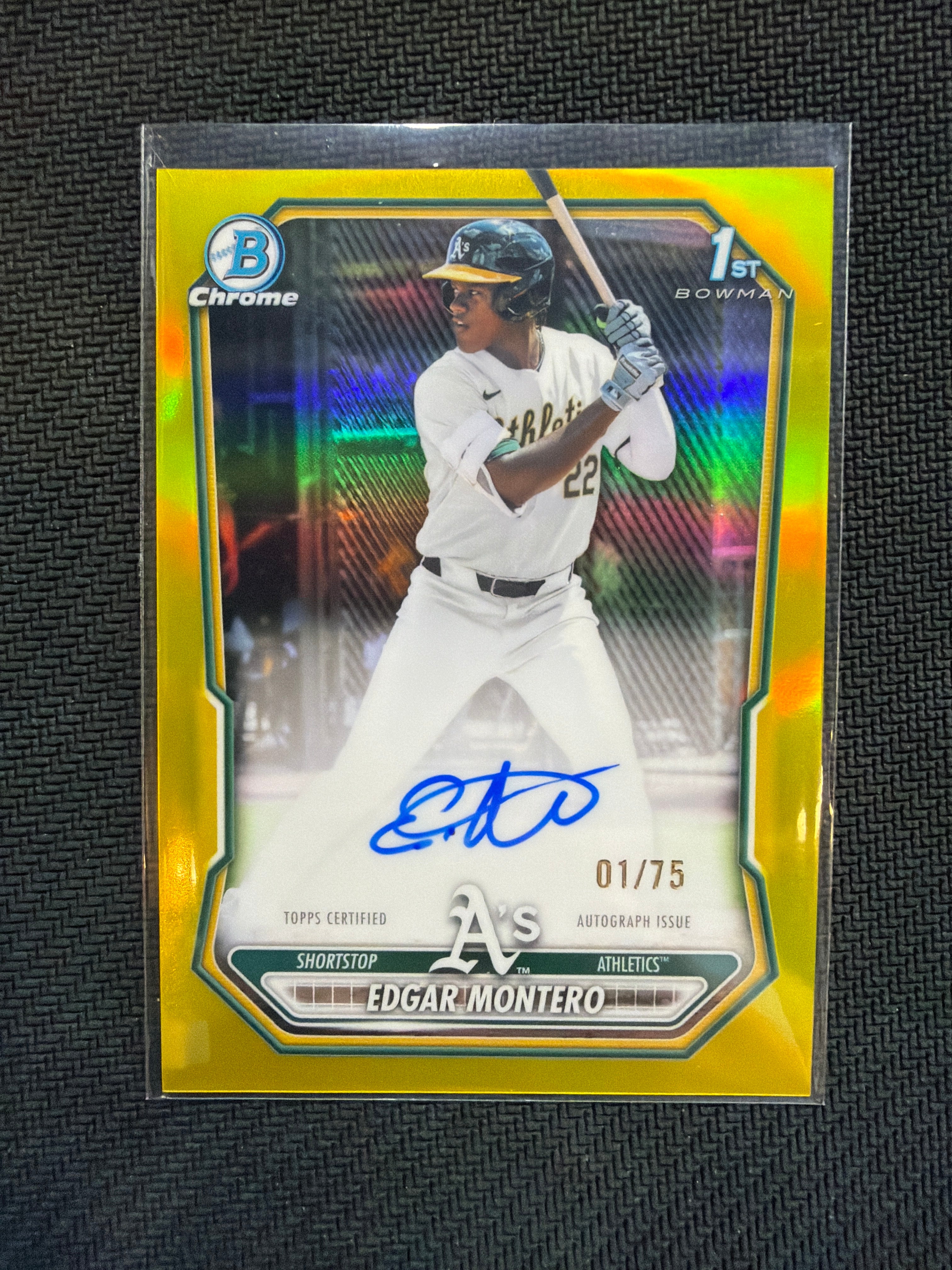 2026 Bowman Chrome Edgar Montero True Yellow 1st Auto /75