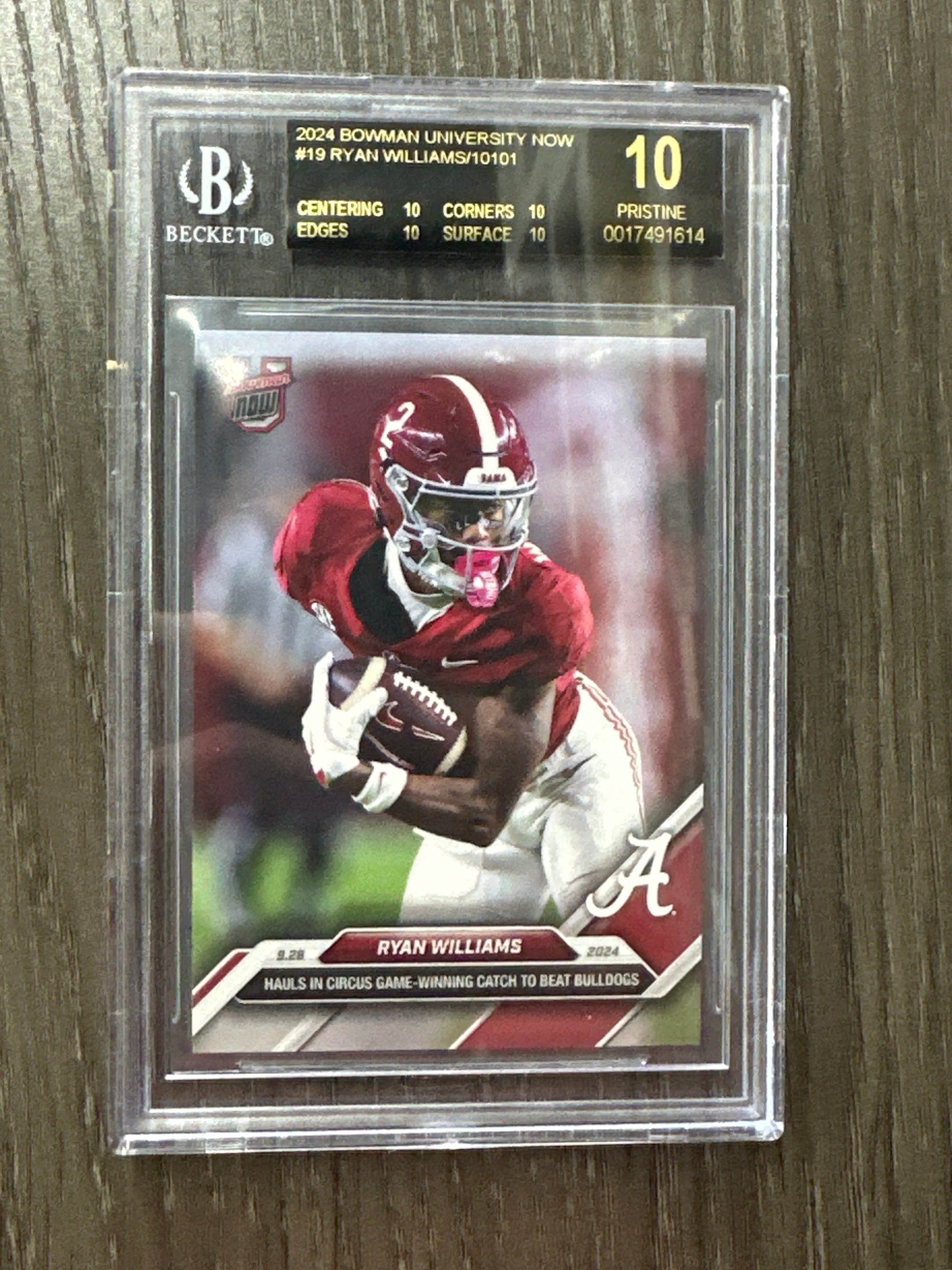 2024 Bowman U Now #19 Ryan Williams Rookie BGS 10 Black Label