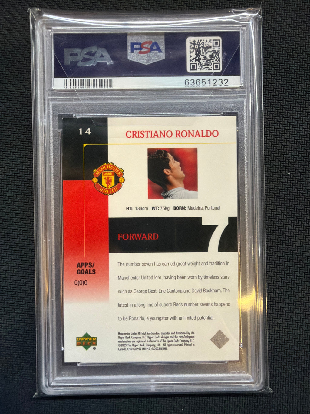 2003 Upper Deck Cristiano Ronaldo #14 Manchester United PSA 9  232