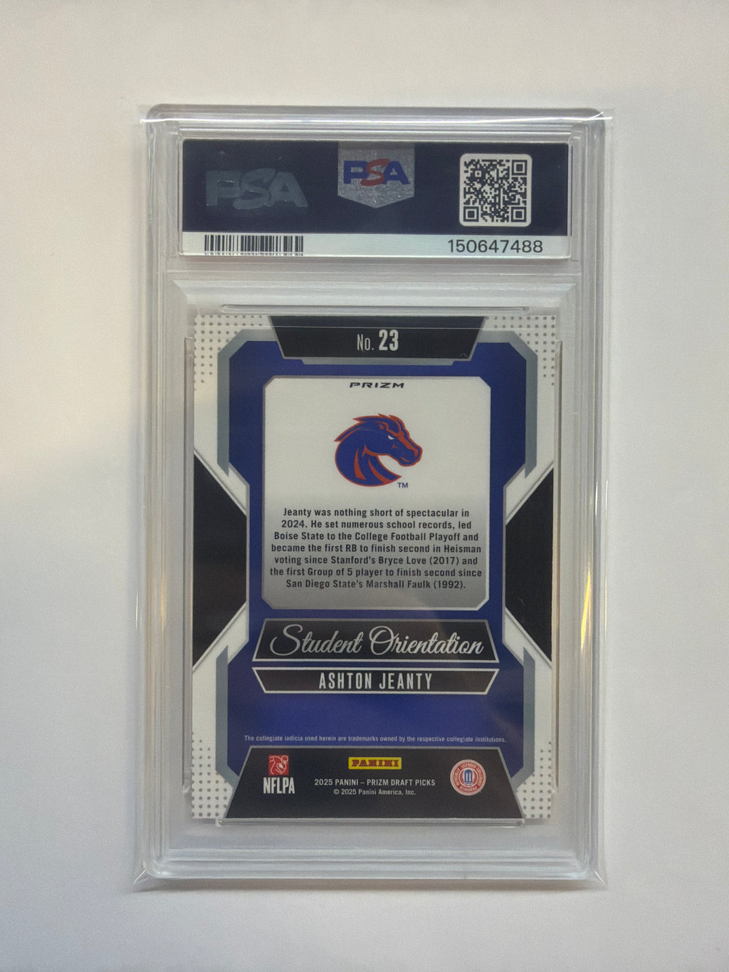 2025 Prizm Draft Picks Ashton Jeanty Student Gold Ice Rookie PSA 9