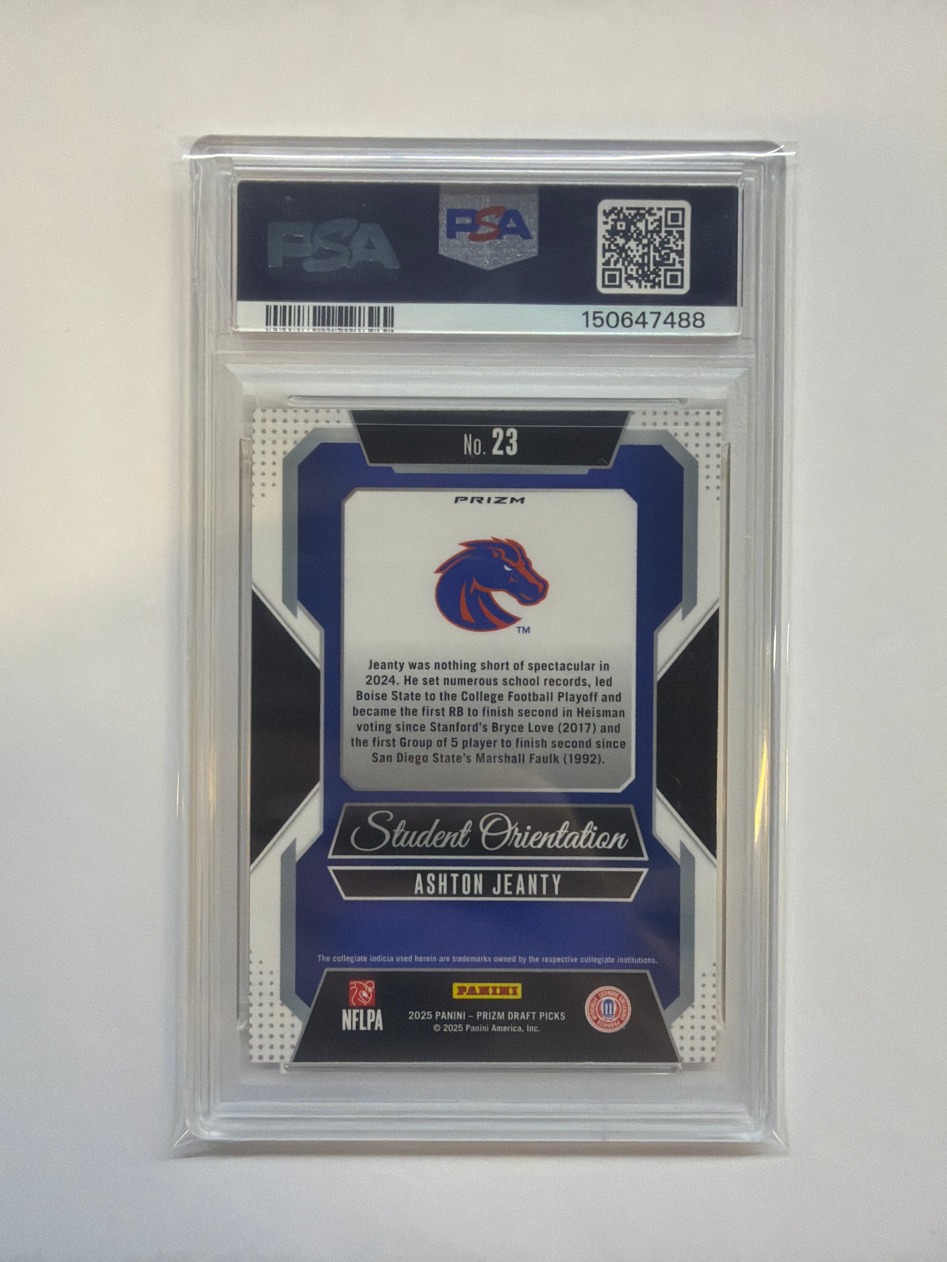 2025 Prizm Draft Picks Ashton Jeanty Student Gold Ice Rookie PSA 9